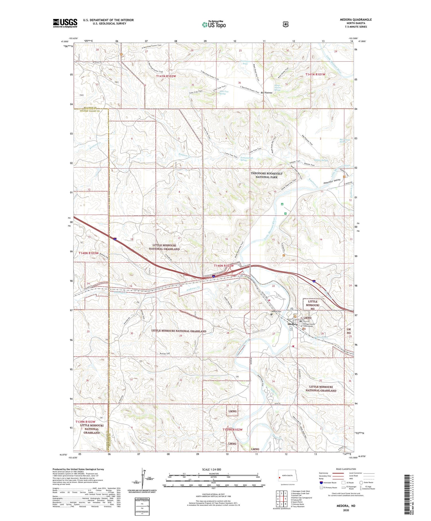 Medora North Dakota US Topo Map Image