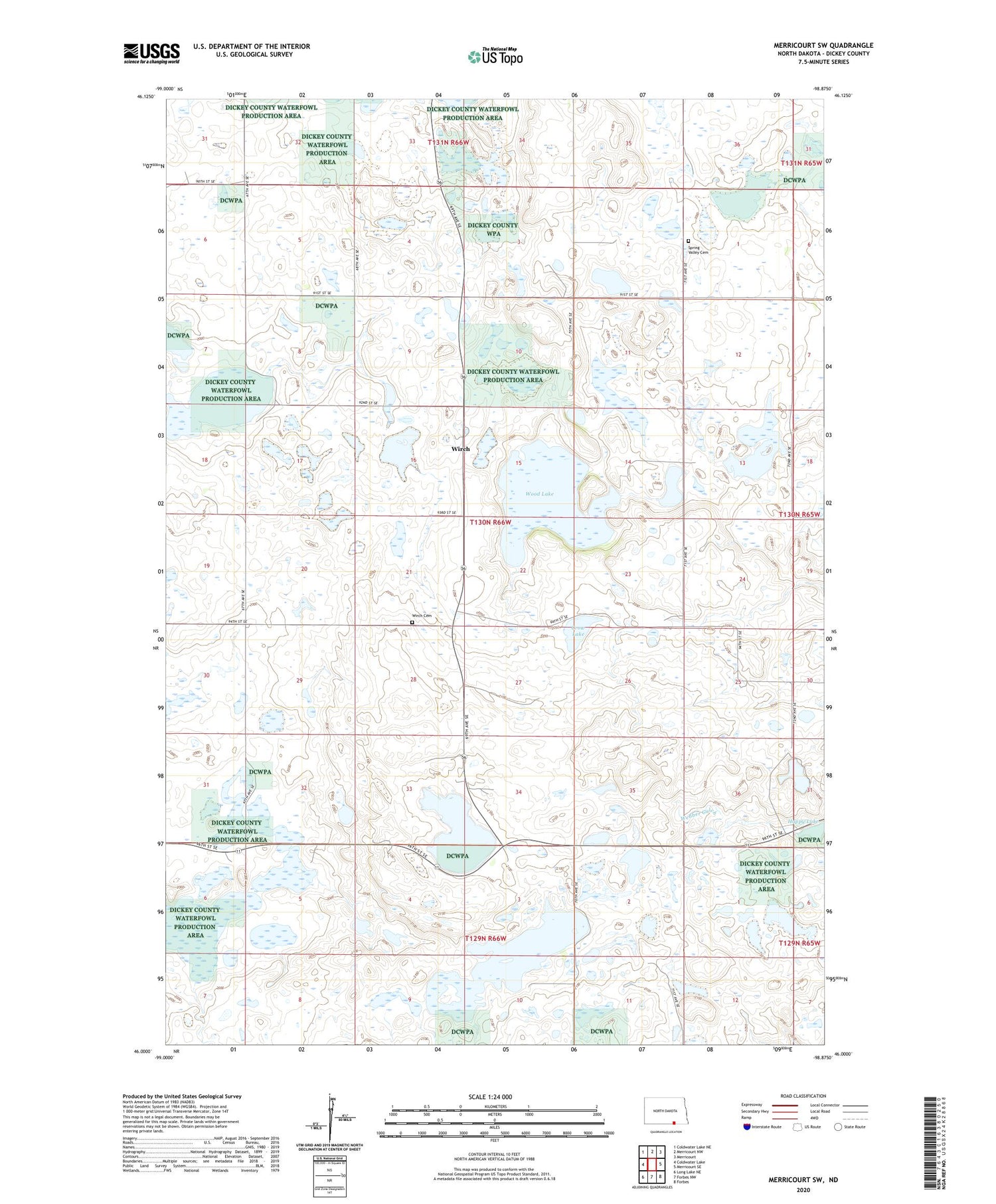 Merricourt SW North Dakota US Topo Map Image