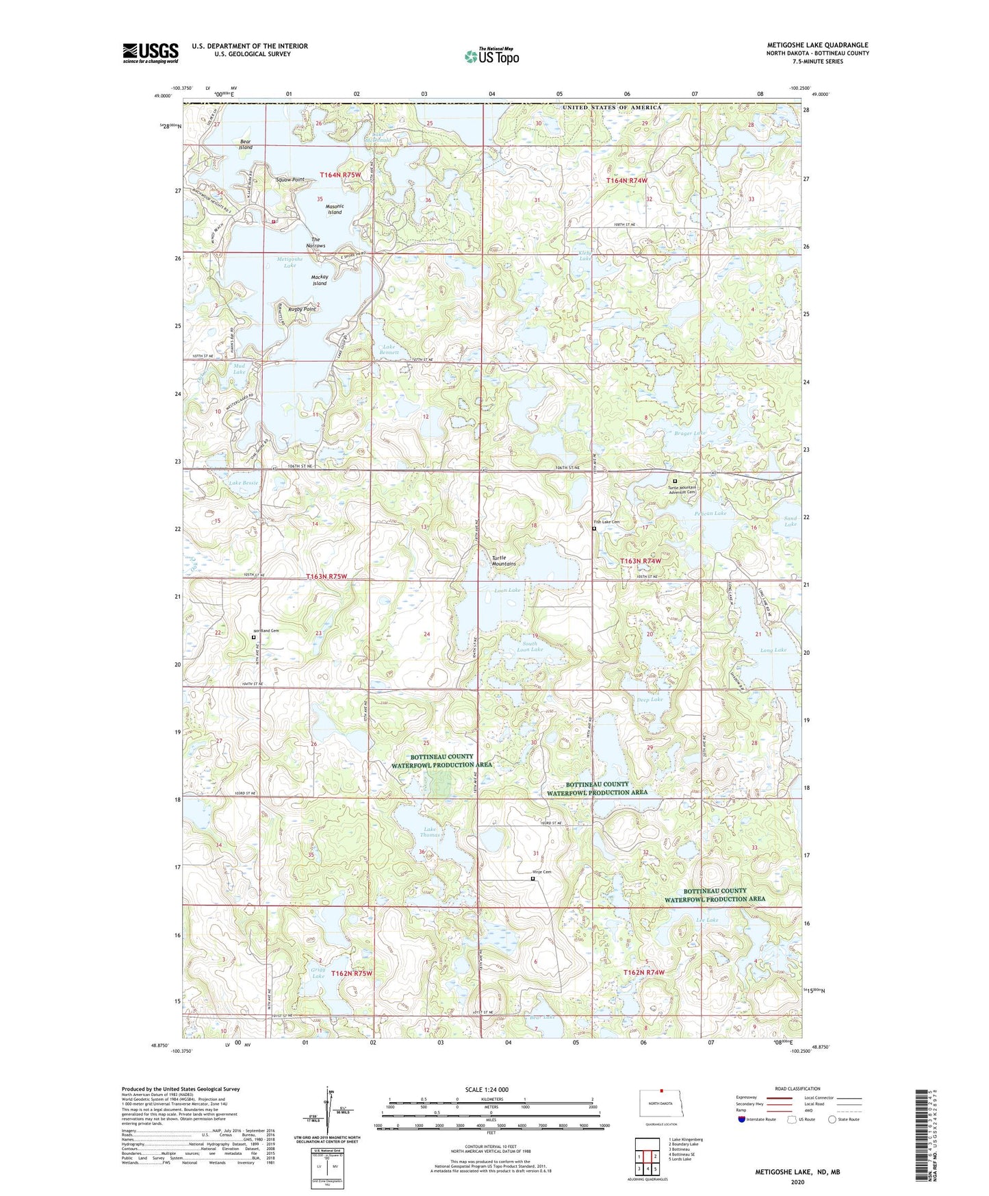 Metigoshe Lake North Dakota US Topo Map Image