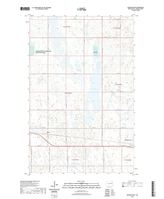 Michigan West North Dakota US Topo Map Image