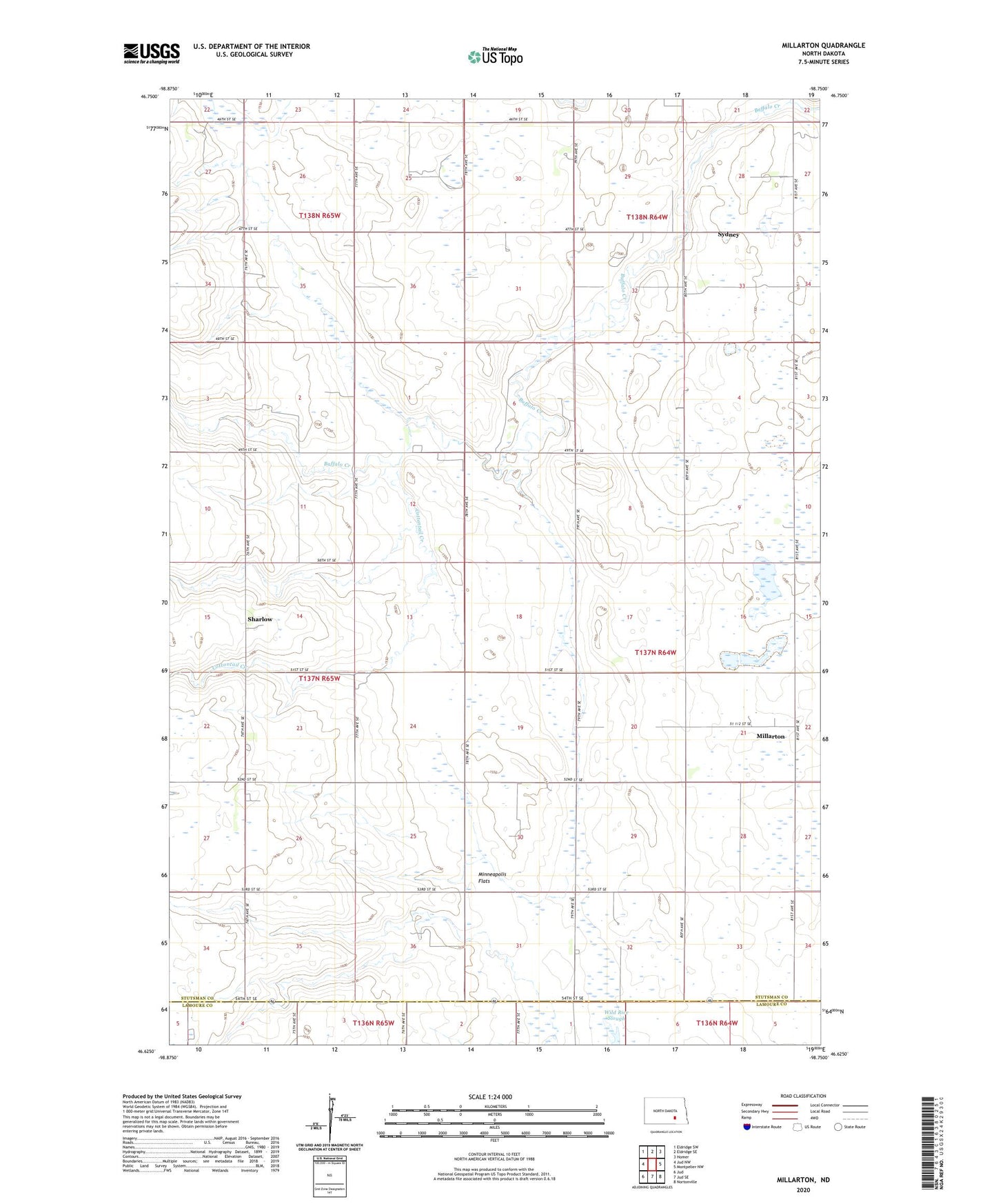 Millarton North Dakota US Topo Map Image