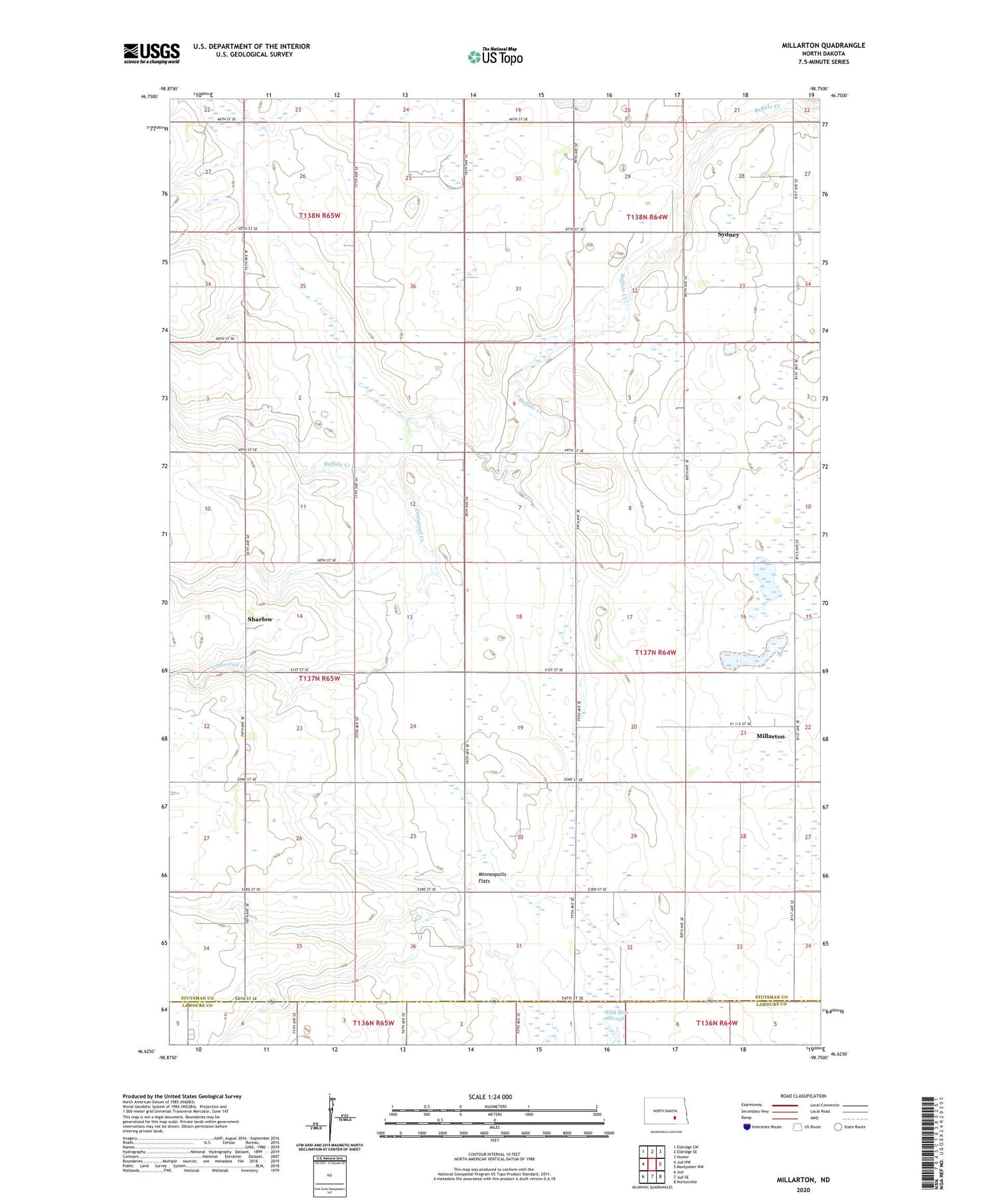 Millarton North Dakota US Topo Map Image