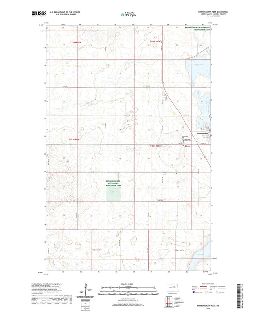 Minnewaukan West North Dakota US Topo Map Image