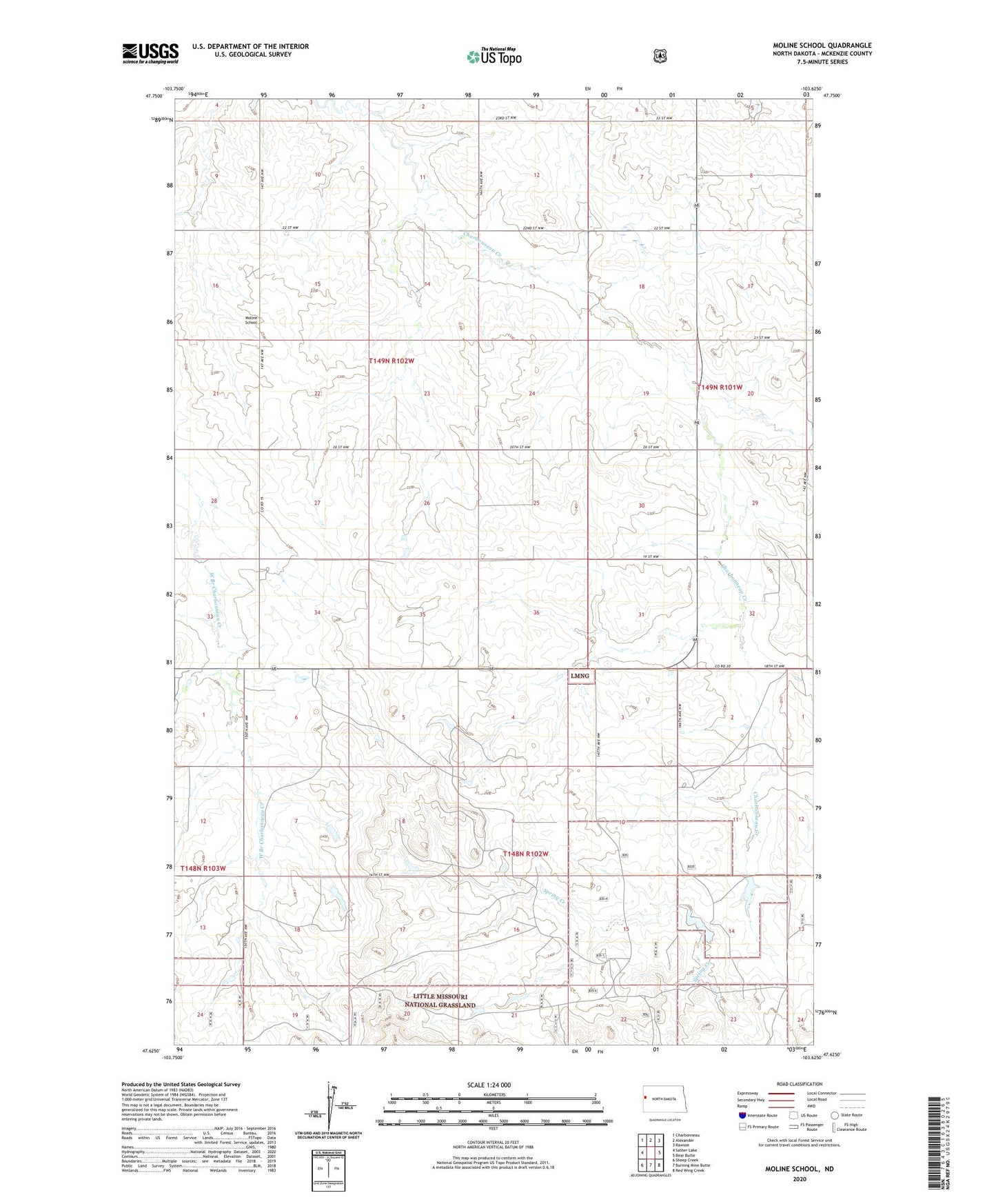 Moline School North Dakota US Topo Map Image