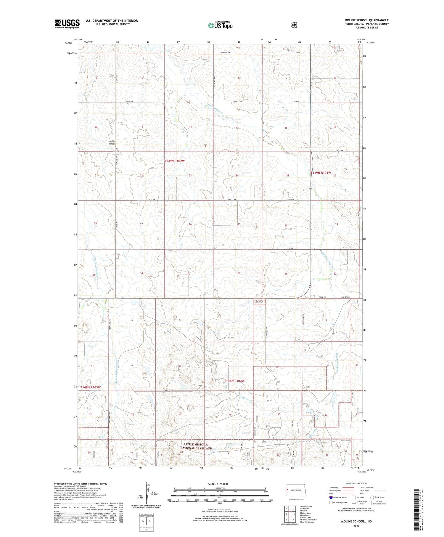 Moline School North Dakota US Topo Map Image