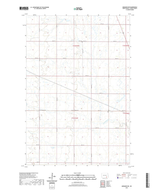 Monango NW North Dakota US Topo Map Image