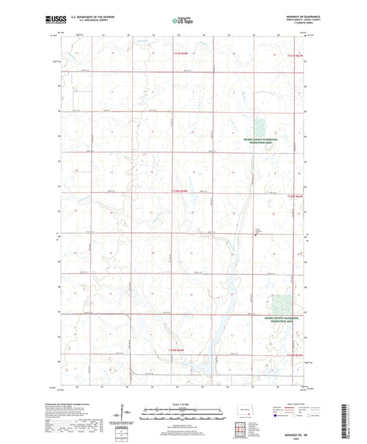 Monango SW North Dakota US Topo Map Image