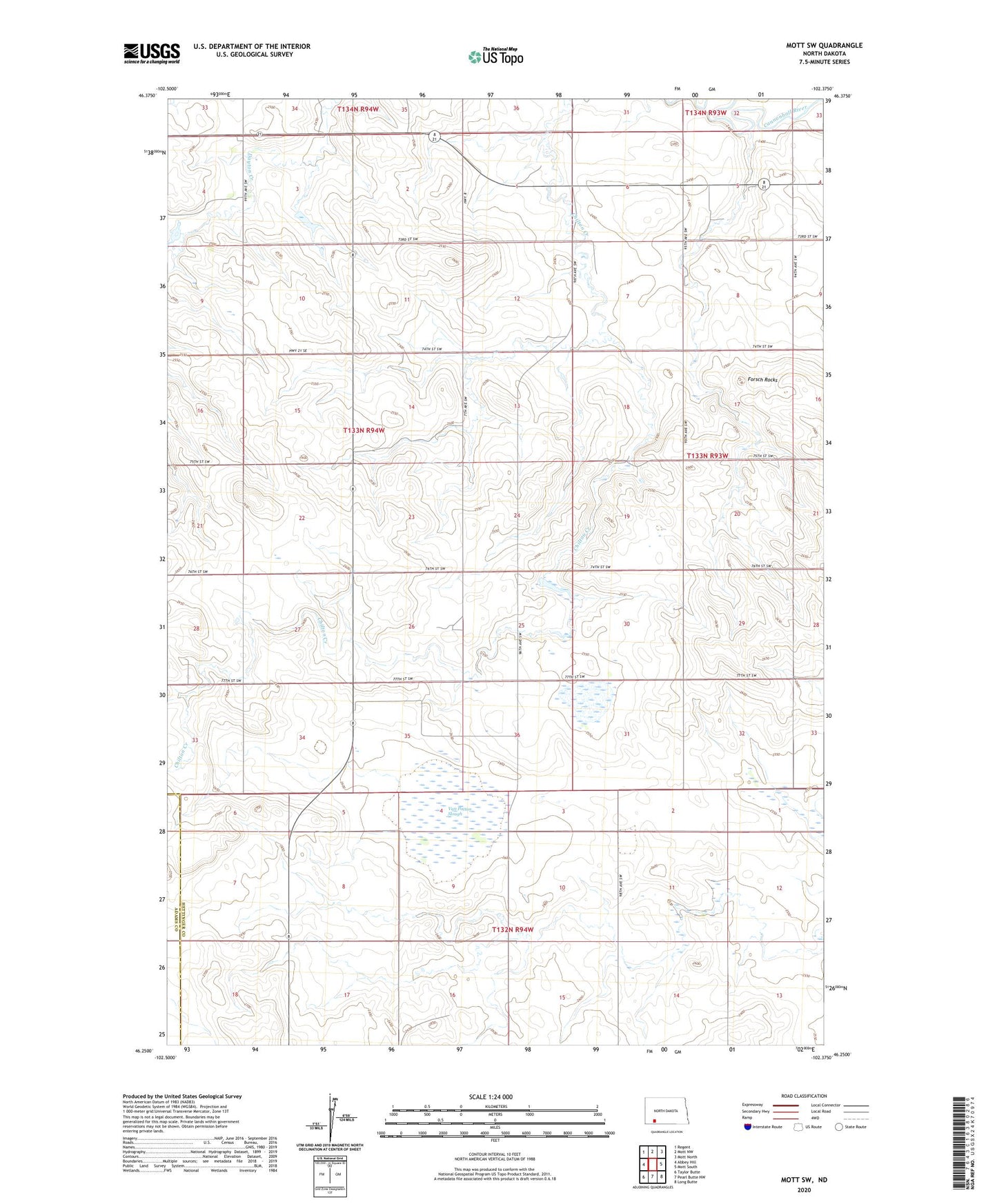 Mott SW North Dakota US Topo Map Image