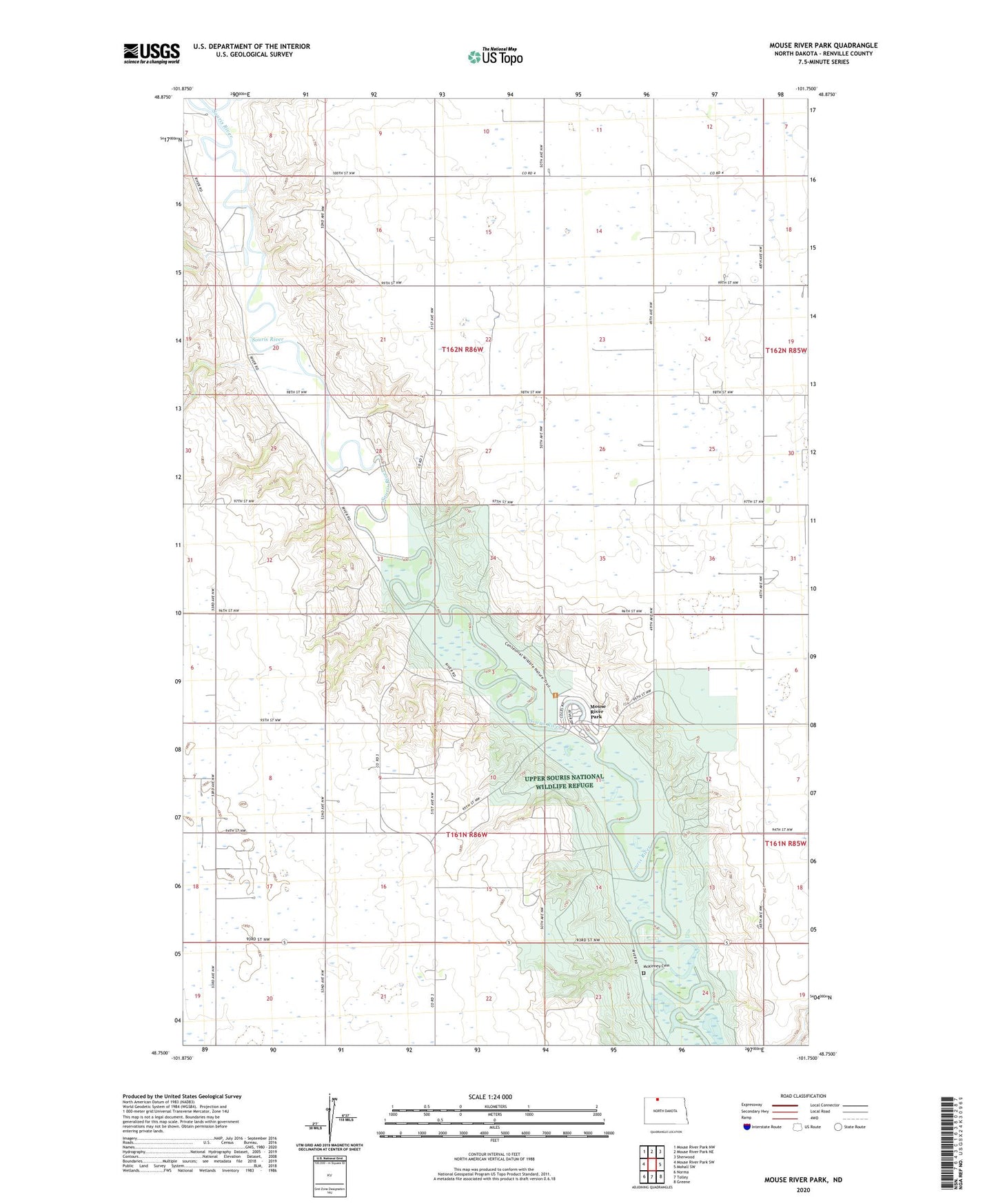 Mouse River Park North Dakota US Topo Map Image