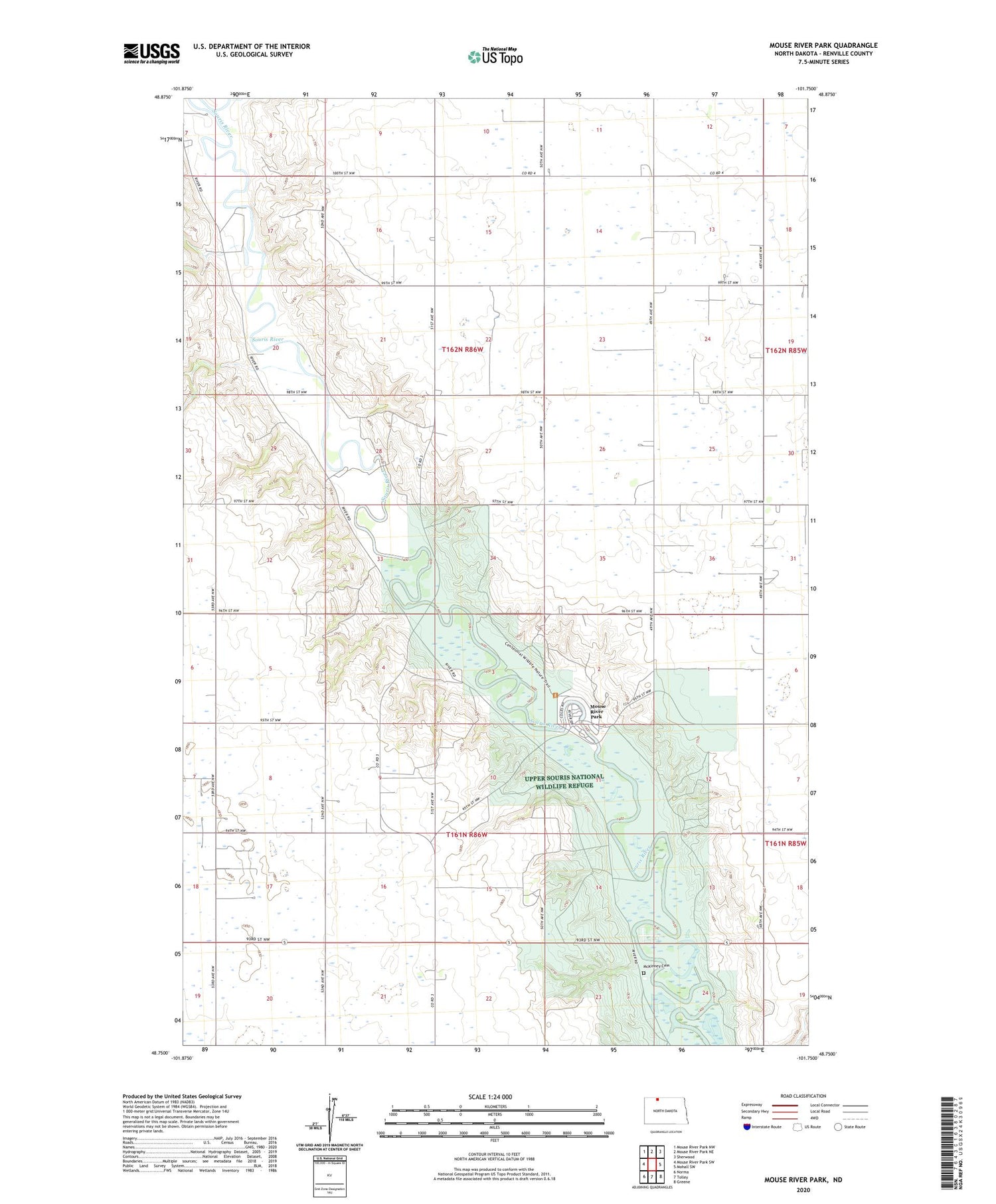 Mouse River Park North Dakota US Topo Map Image