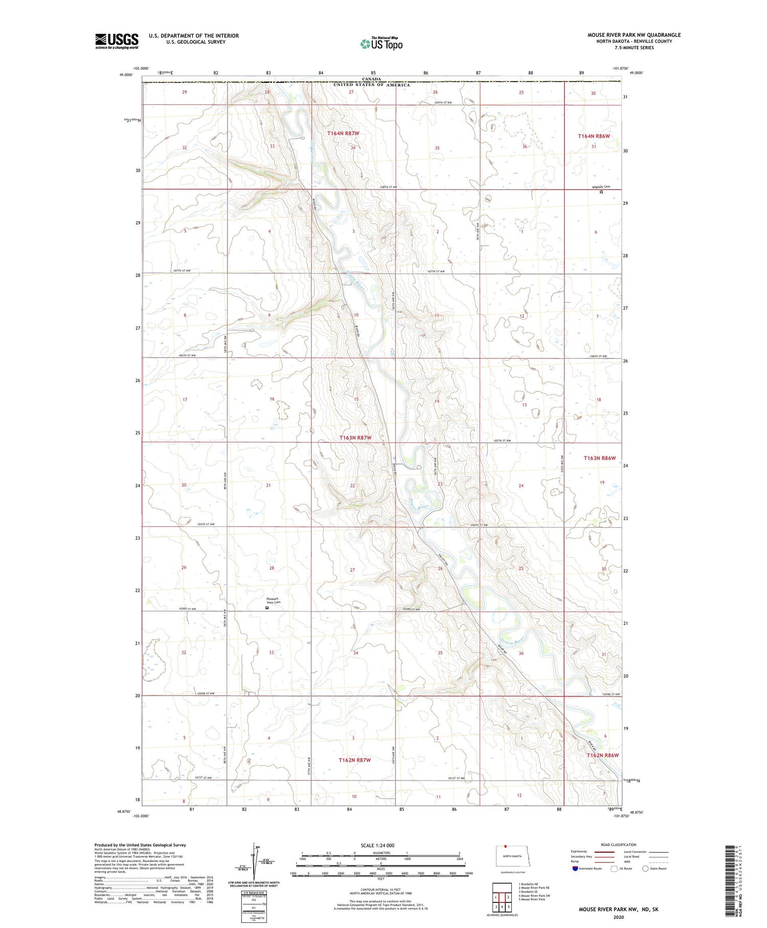Mouse River Park NW North Dakota US Topo Map Image
