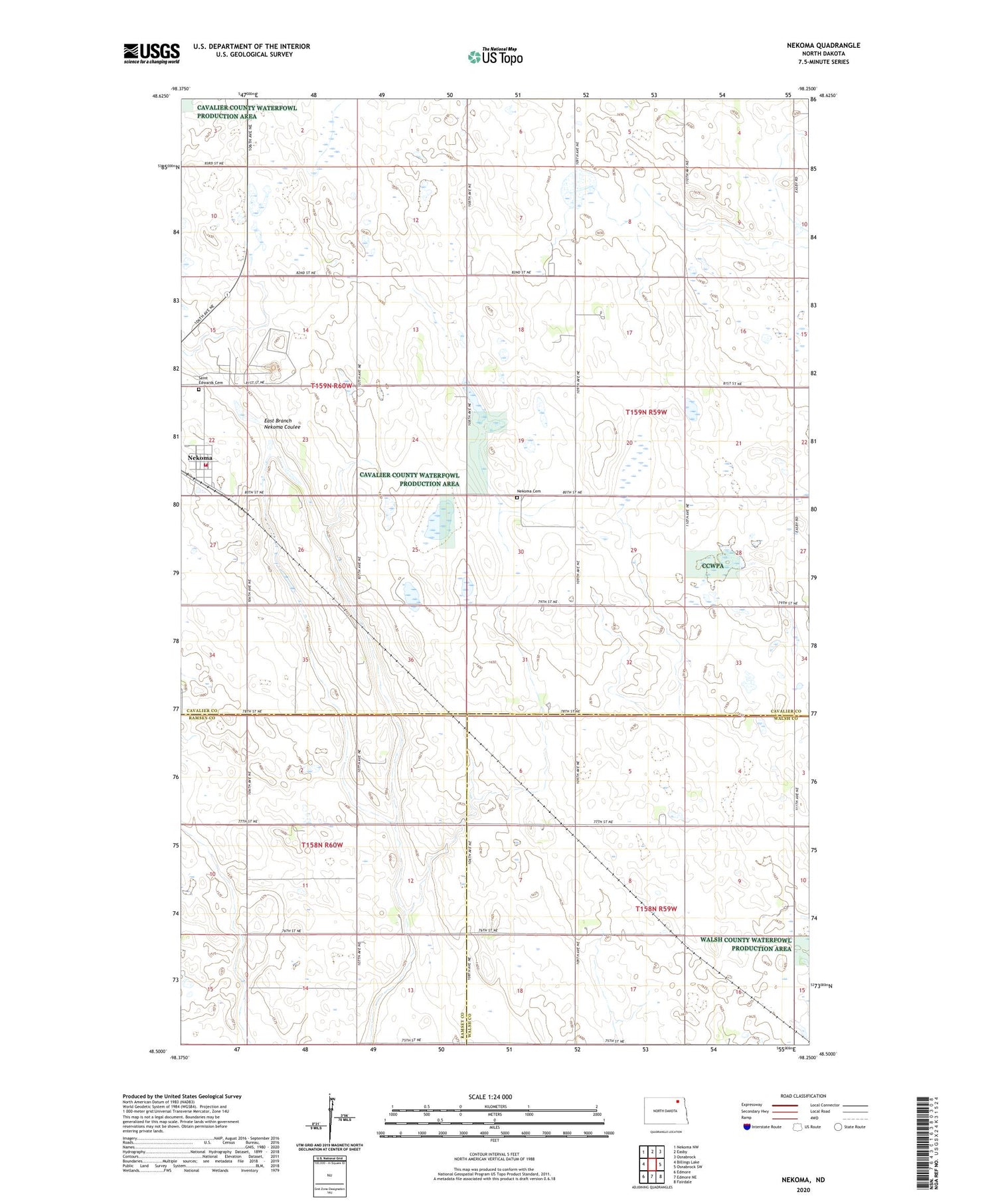 Nekoma North Dakota US Topo Map Image