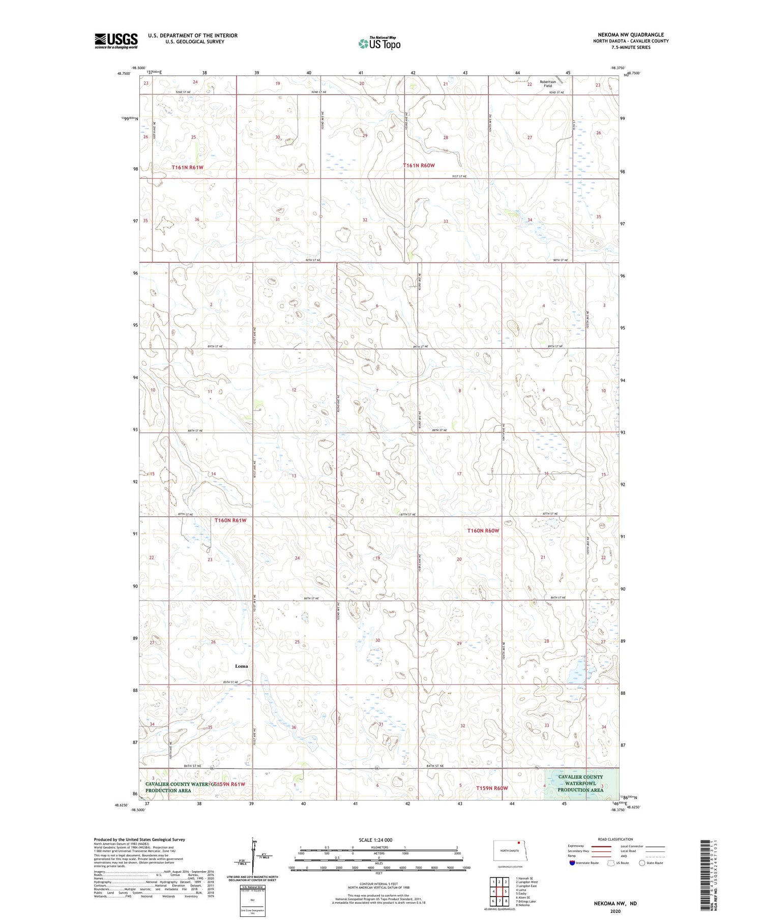 Nekoma NW North Dakota US Topo Map Image