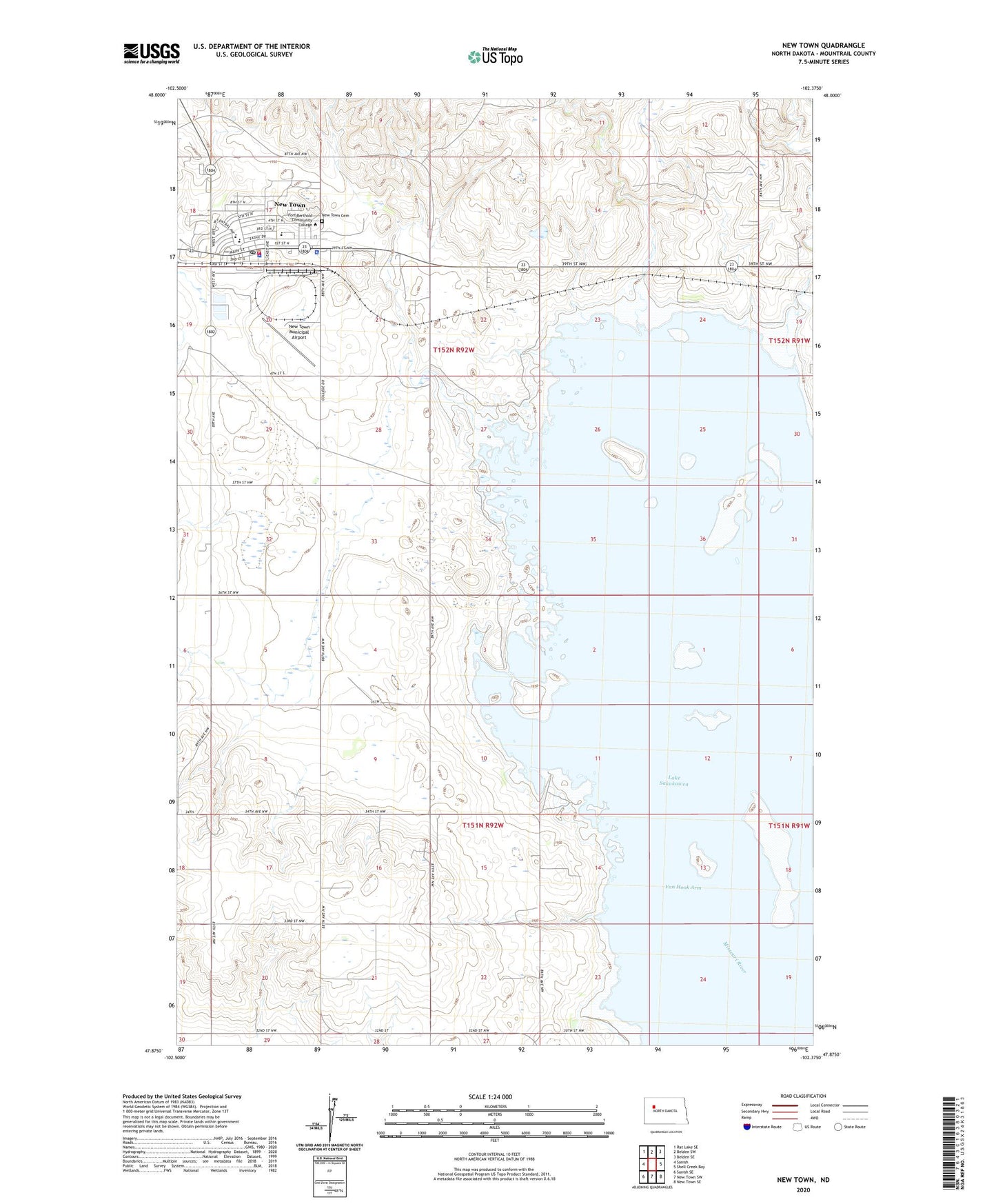 New Town North Dakota US Topo Map Image