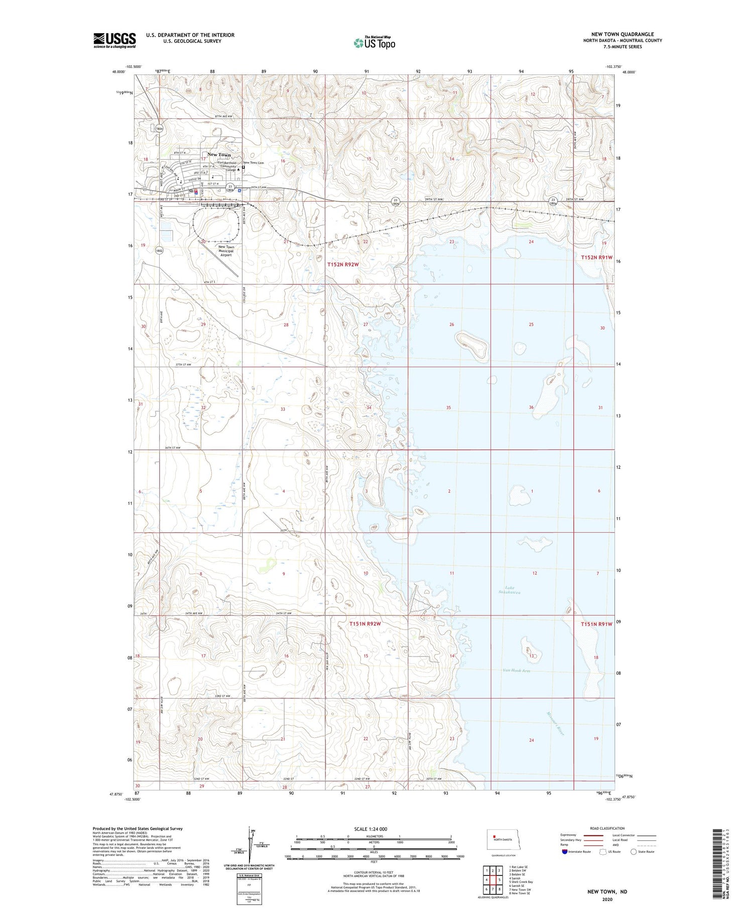 New Town North Dakota US Topo Map Image