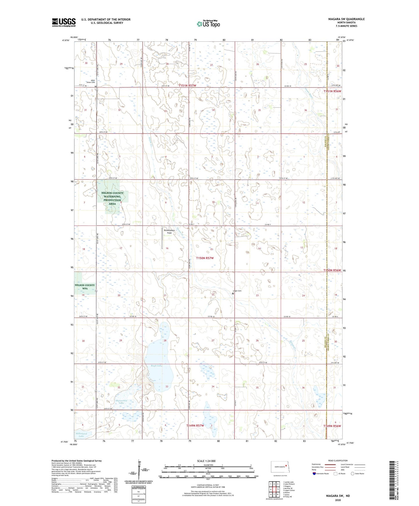 Niagara SW North Dakota US Topo Map Image