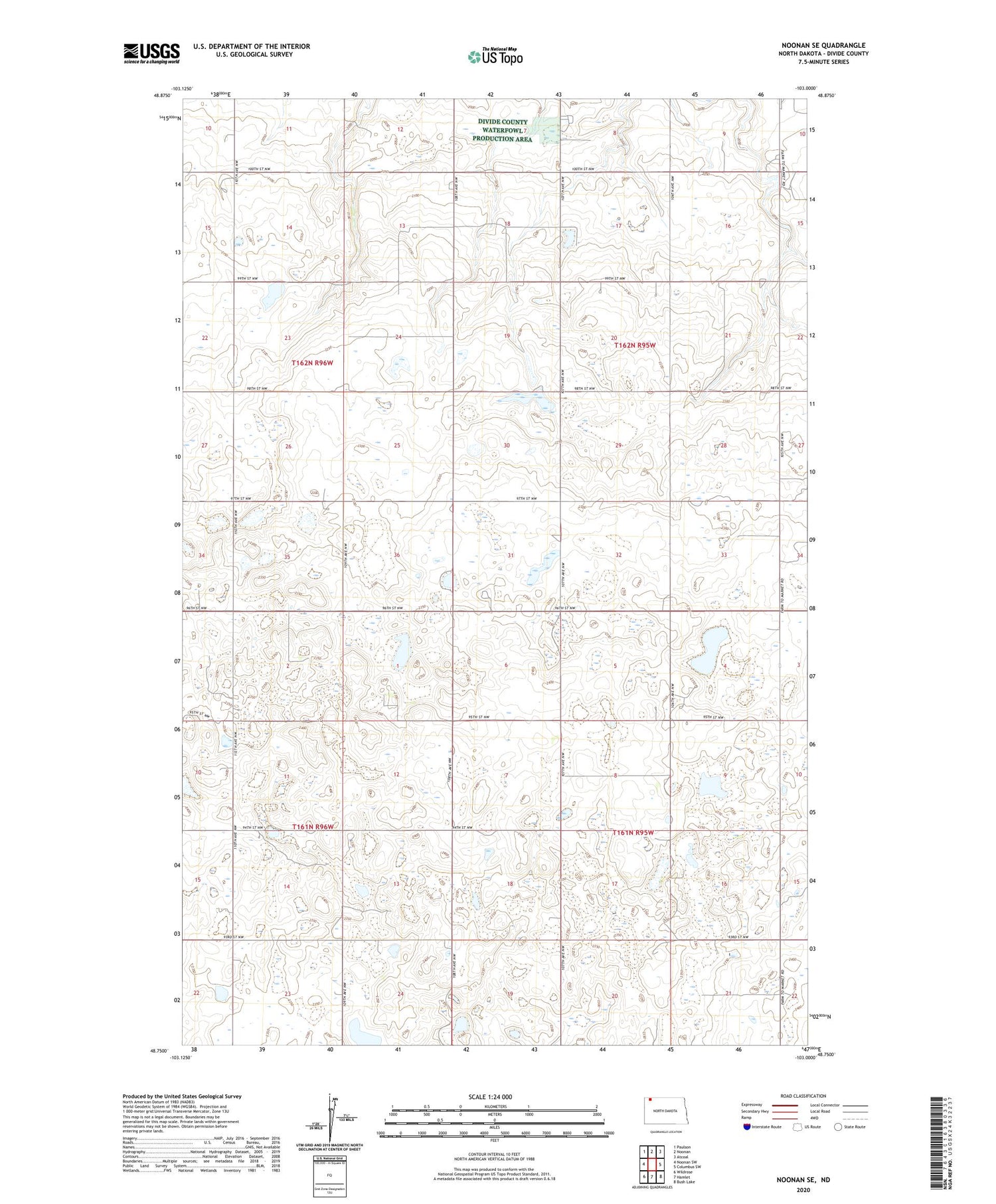 Noonan SE North Dakota US Topo Map Image