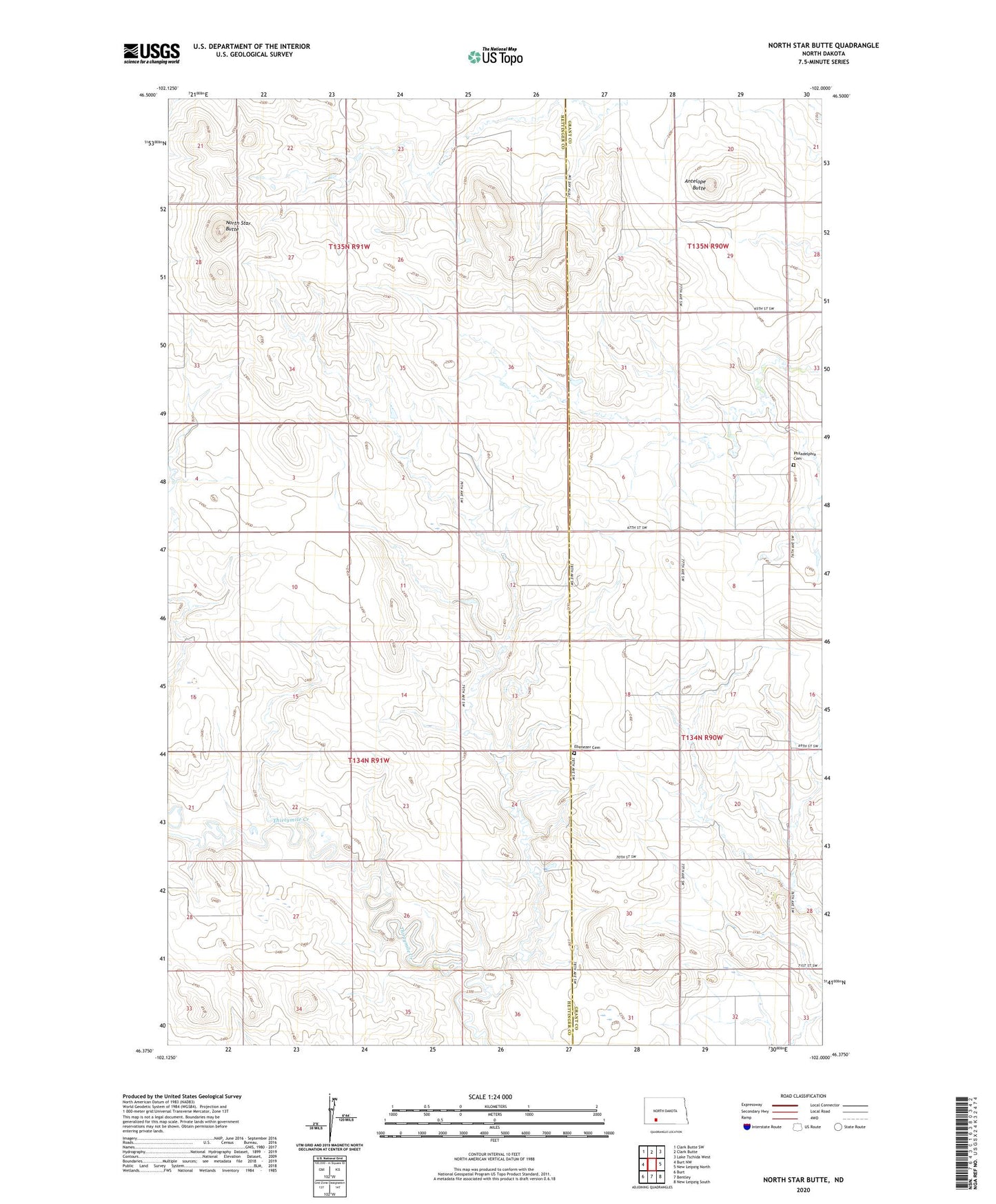 North Star Butte North Dakota US Topo Map Image