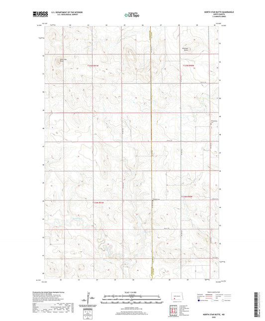 North Star Butte North Dakota US Topo Map Image
