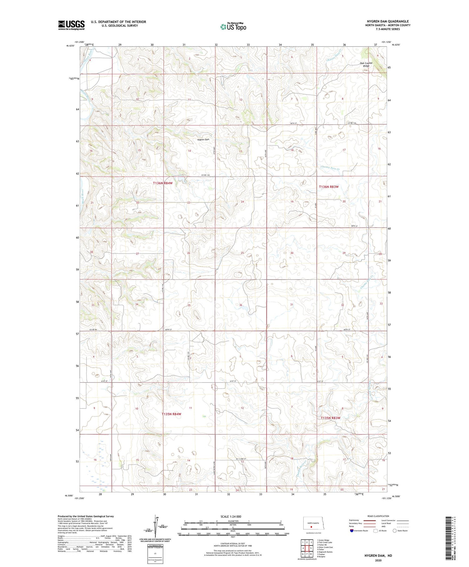 Nygren Dam North Dakota US Topo Map Image