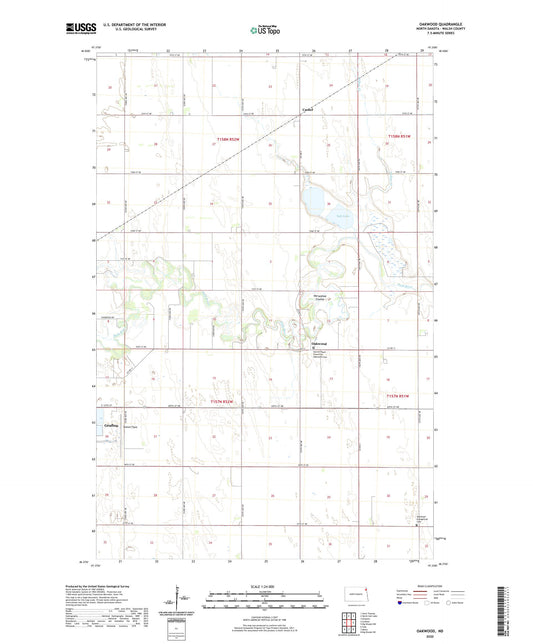 Oakwood North Dakota US Topo Map Image