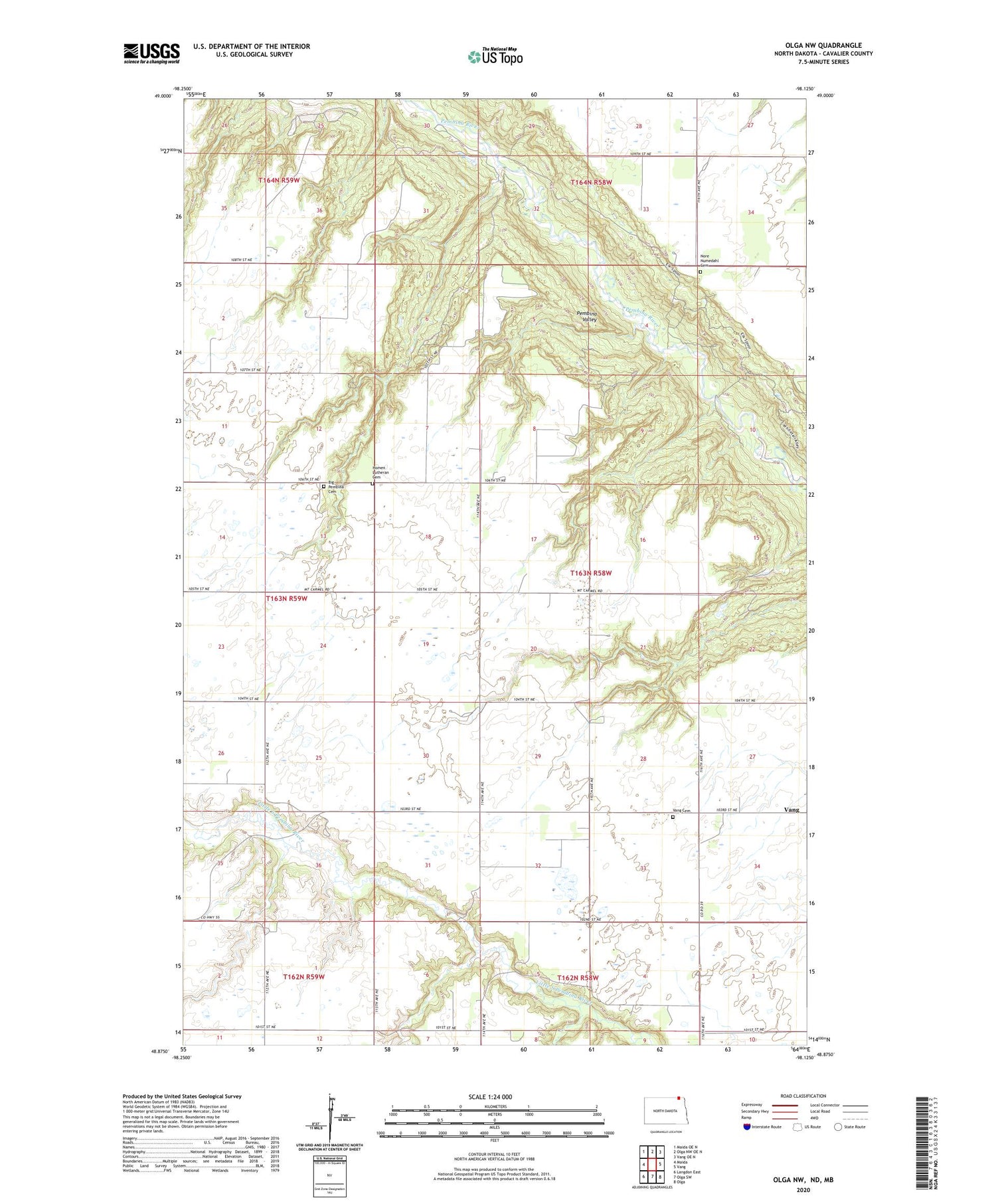 Olga NW North Dakota US Topo Map Image
