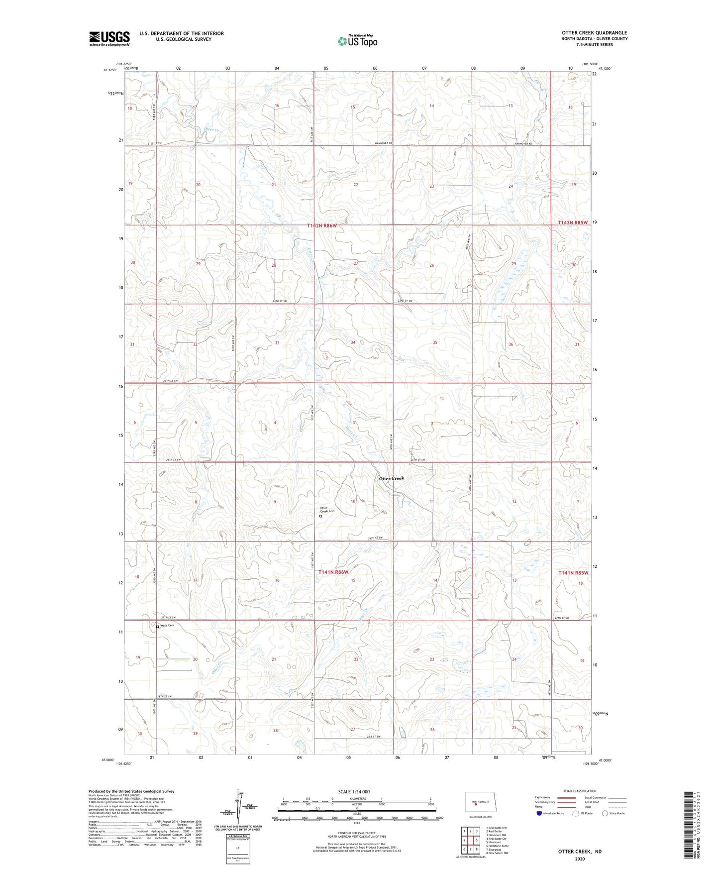 Otter Creek North Dakota US Topo Map Image
