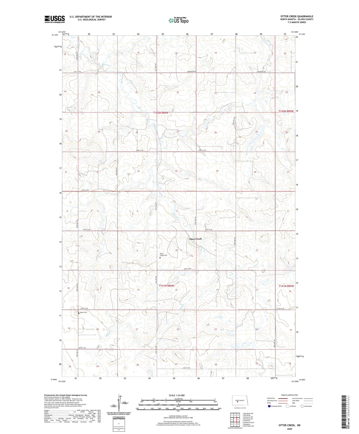 Otter Creek North Dakota US Topo Map Image