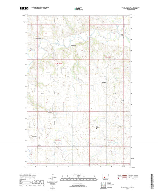 Otter Creek West North Dakota US Topo Map Image