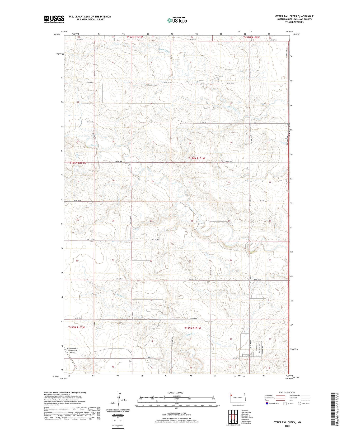 Otter Tail Creek North Dakota US Topo Map Image