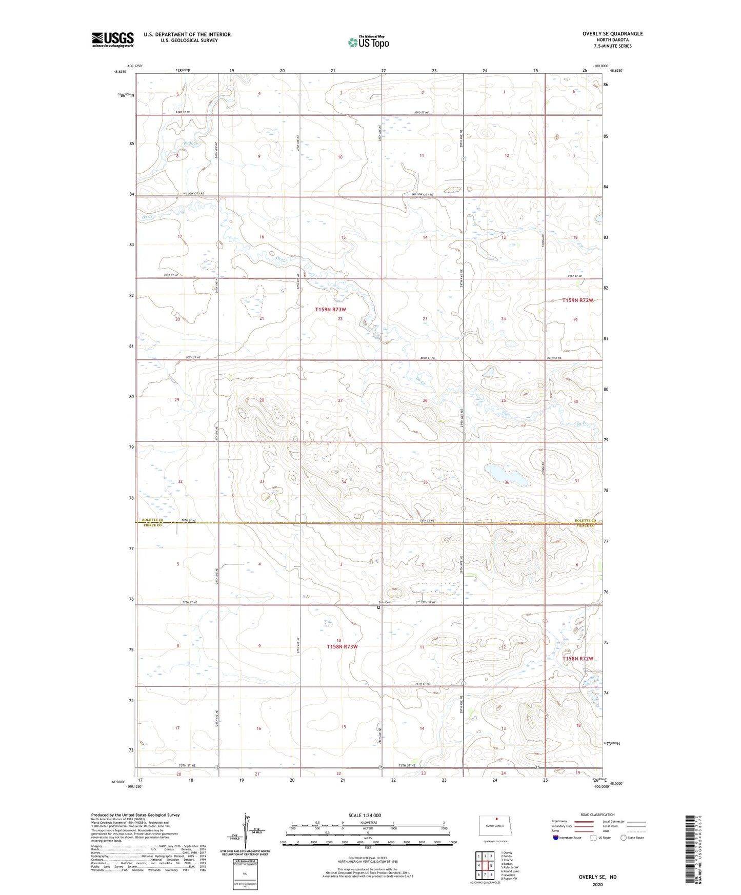 Overly SE North Dakota US Topo Map Image