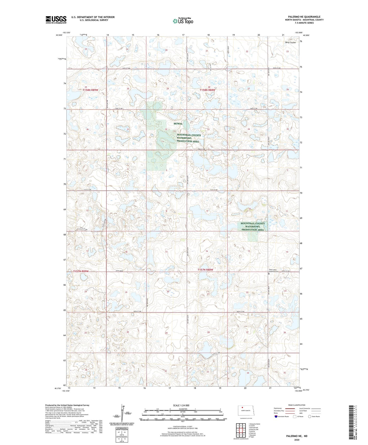Palermo NE North Dakota US Topo Map Image
