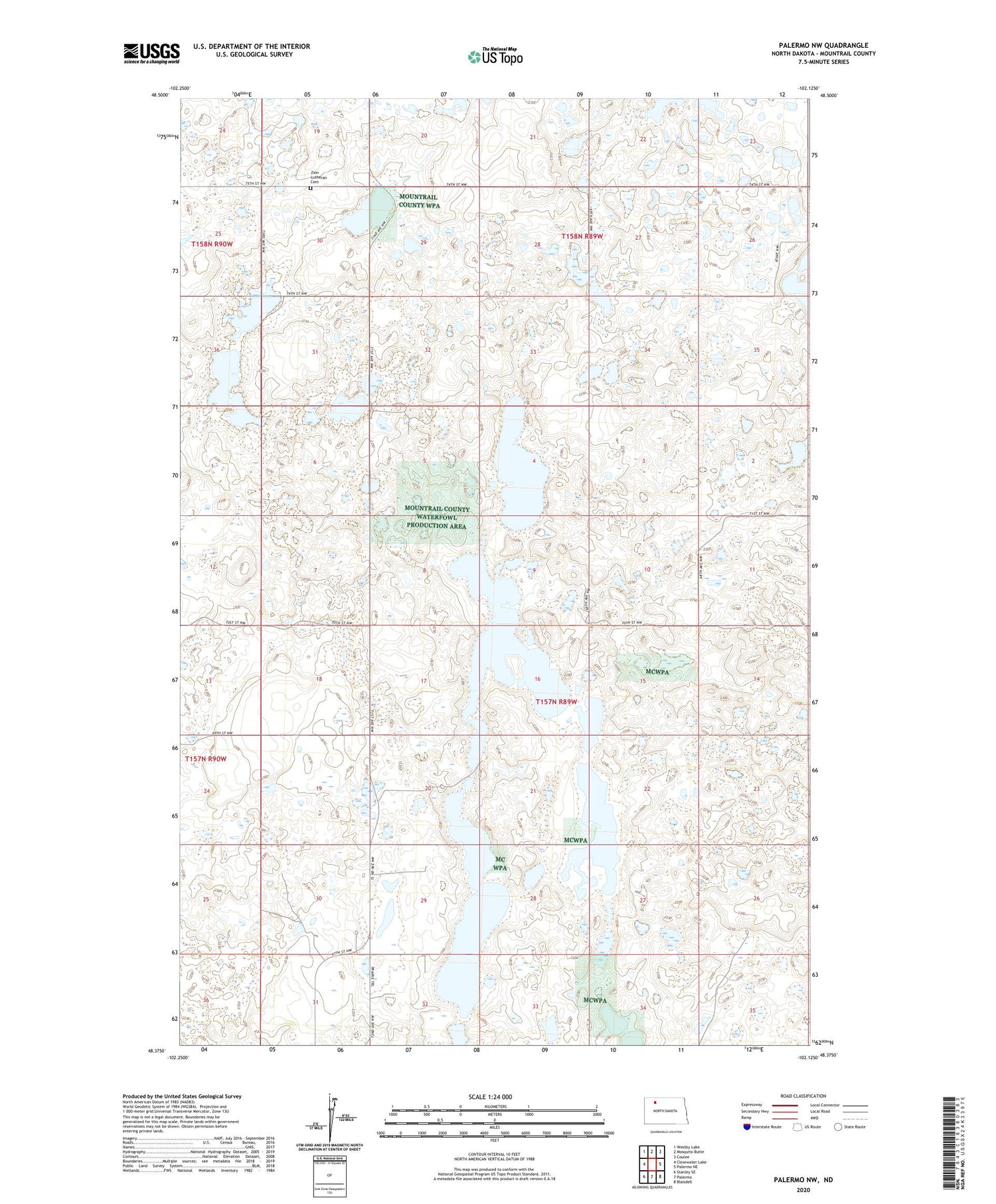 Palermo NW North Dakota US Topo Map Image