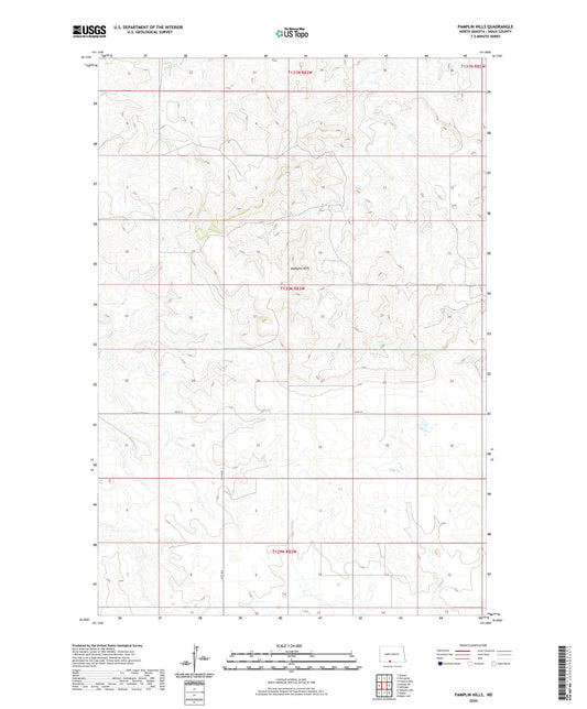 Pamplin Hills North Dakota US Topo Map Image