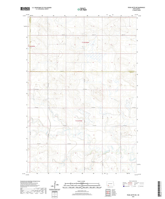 Pearl Butte NW North Dakota US Topo Map Image