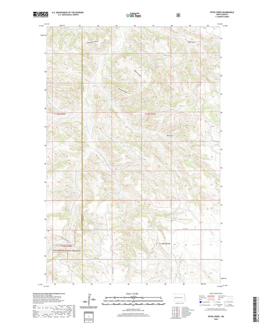 Petes Creek North Dakota US Topo Map Image