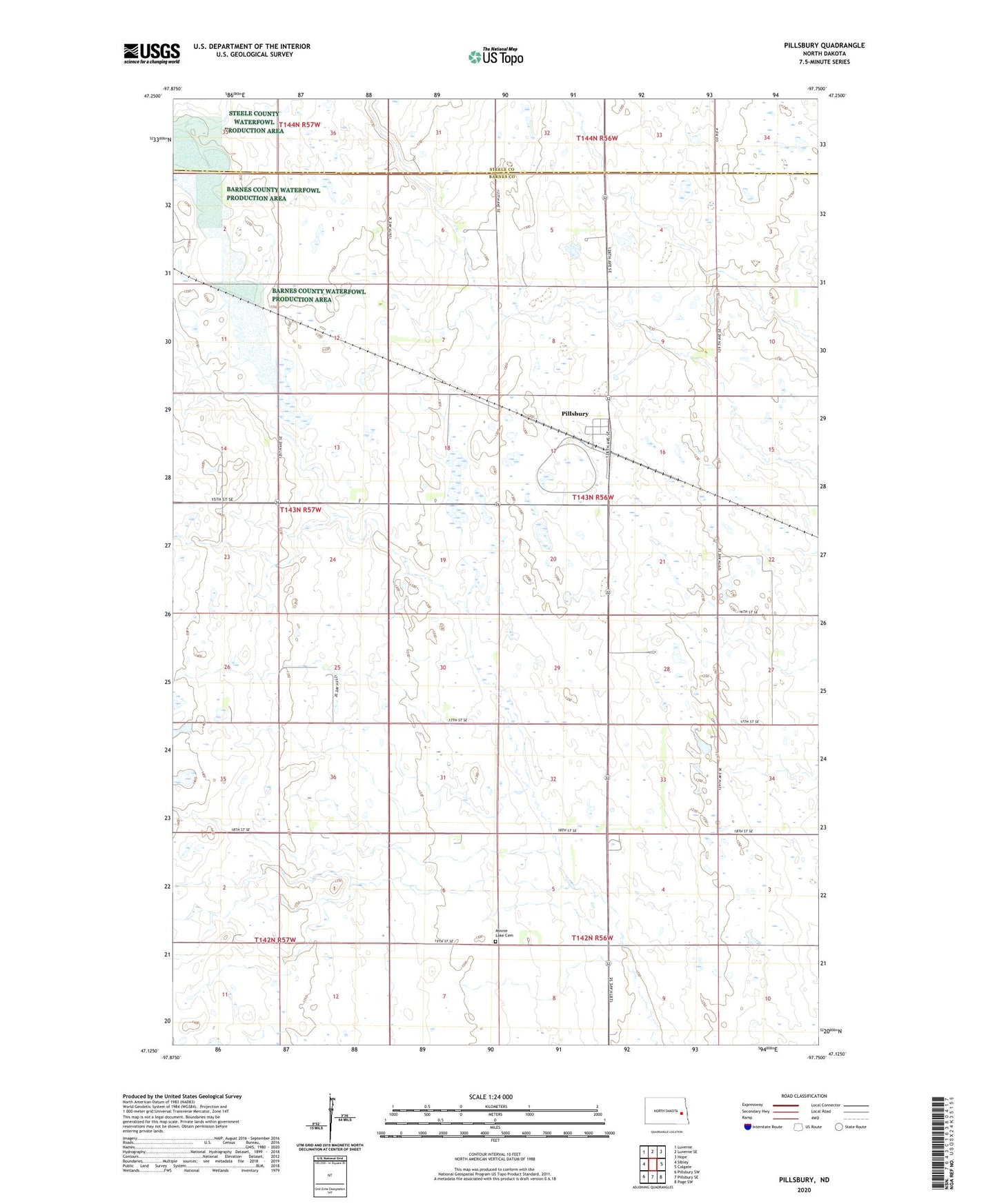 Pillsbury North Dakota US Topo Map Image