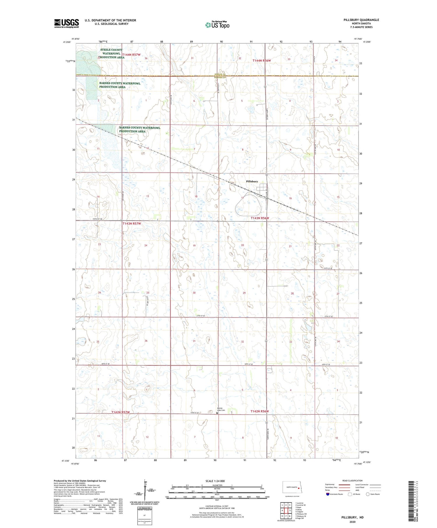 Pillsbury North Dakota US Topo Map Image