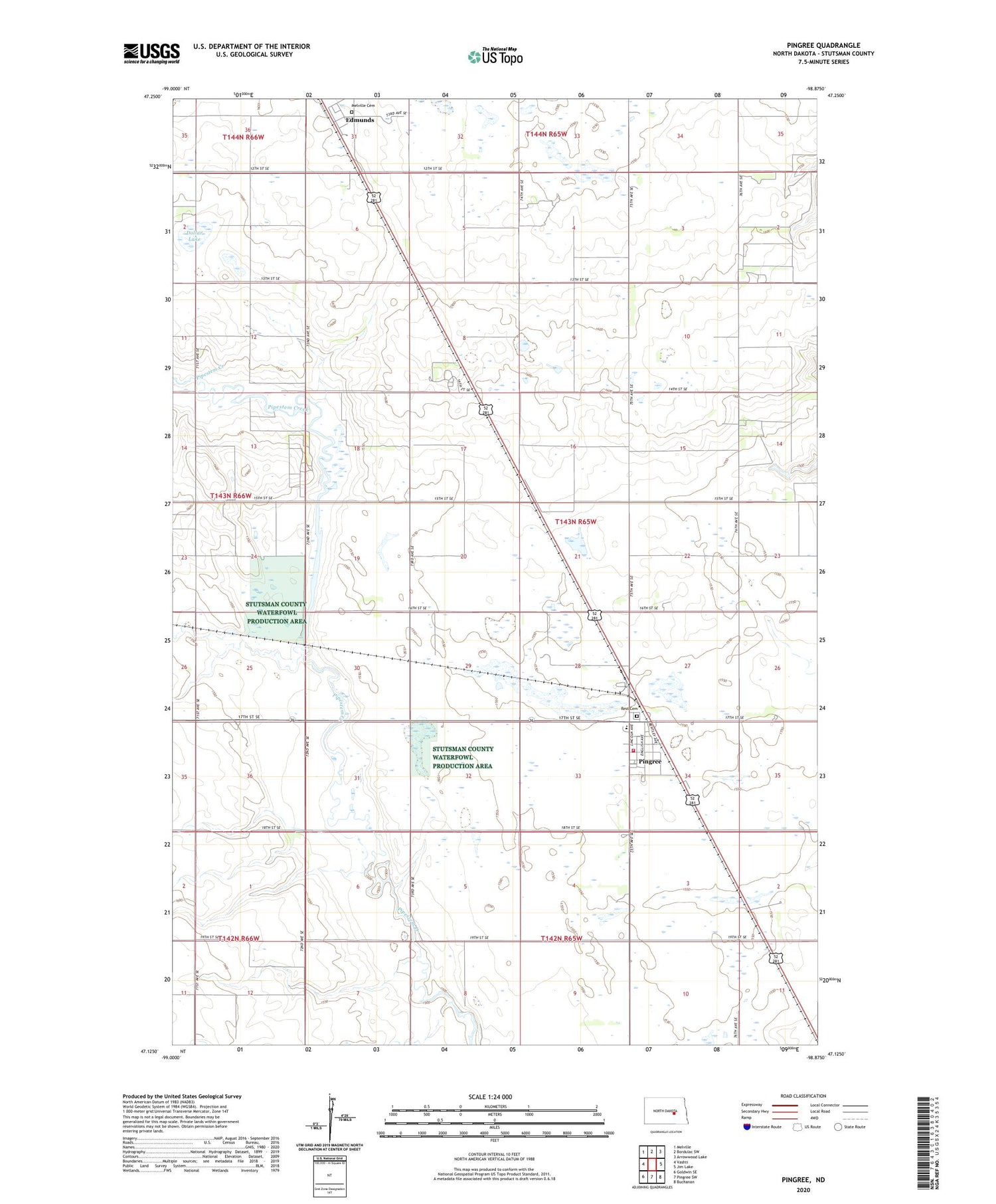Pingree North Dakota US Topo Map Image