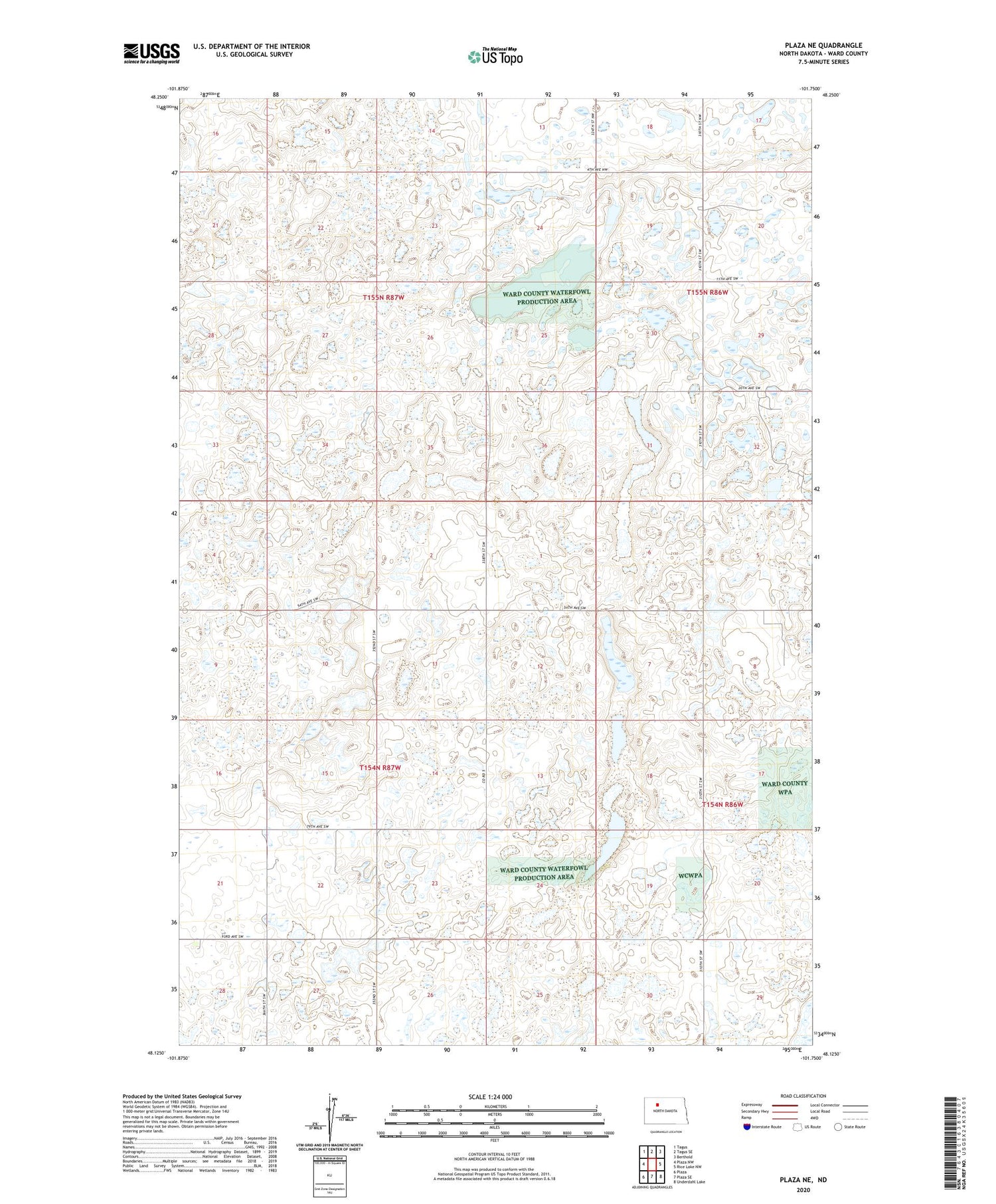 Plaza NE North Dakota US Topo Map Image