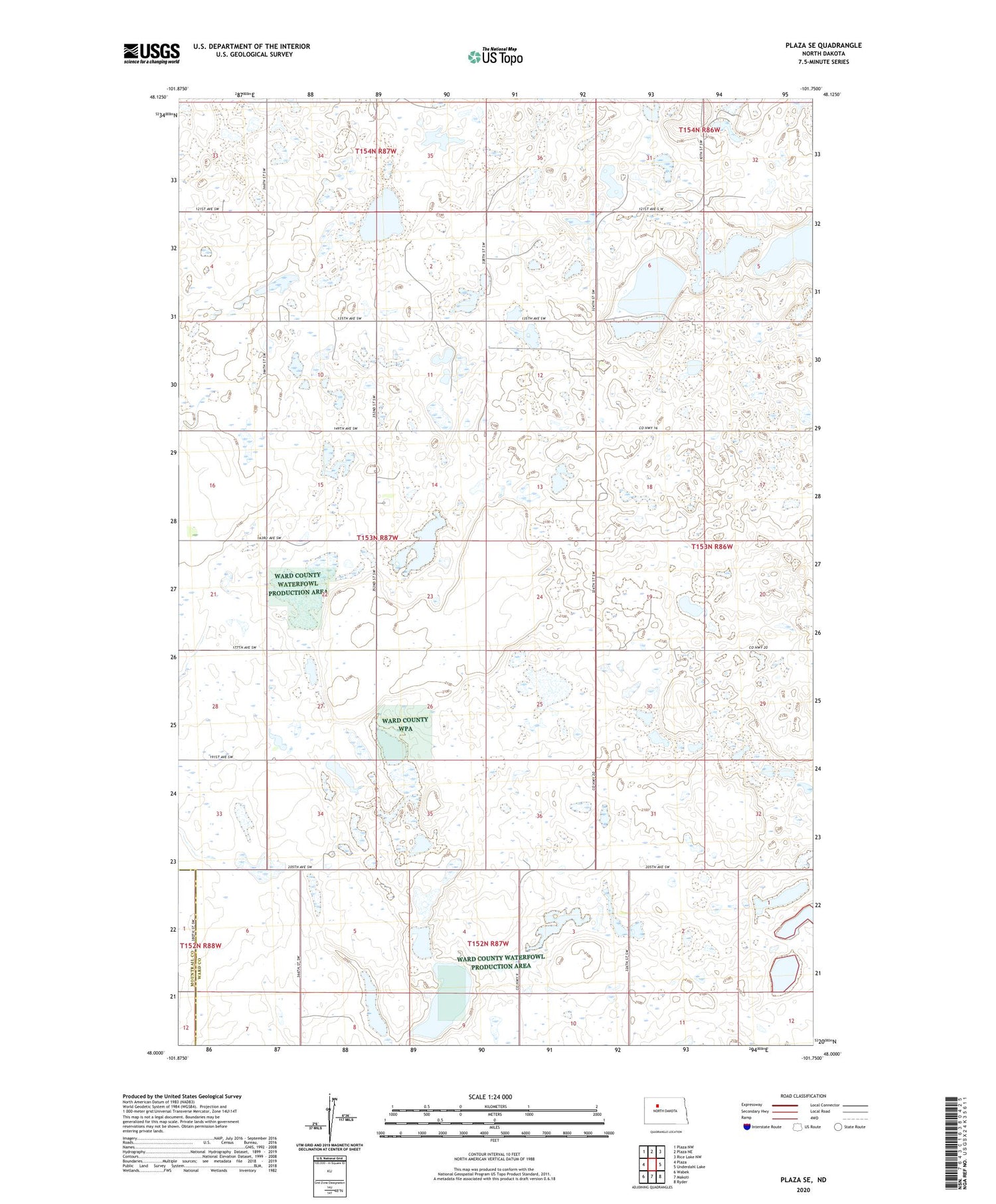 Plaza SE North Dakota US Topo Map Image