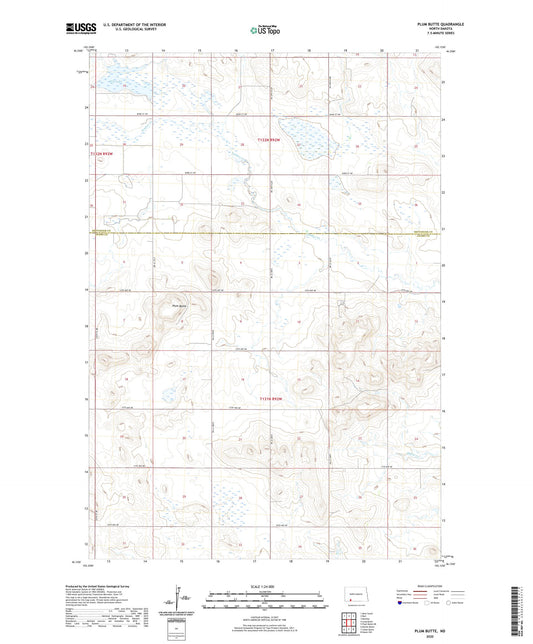 Plum Butte North Dakota US Topo Map Image
