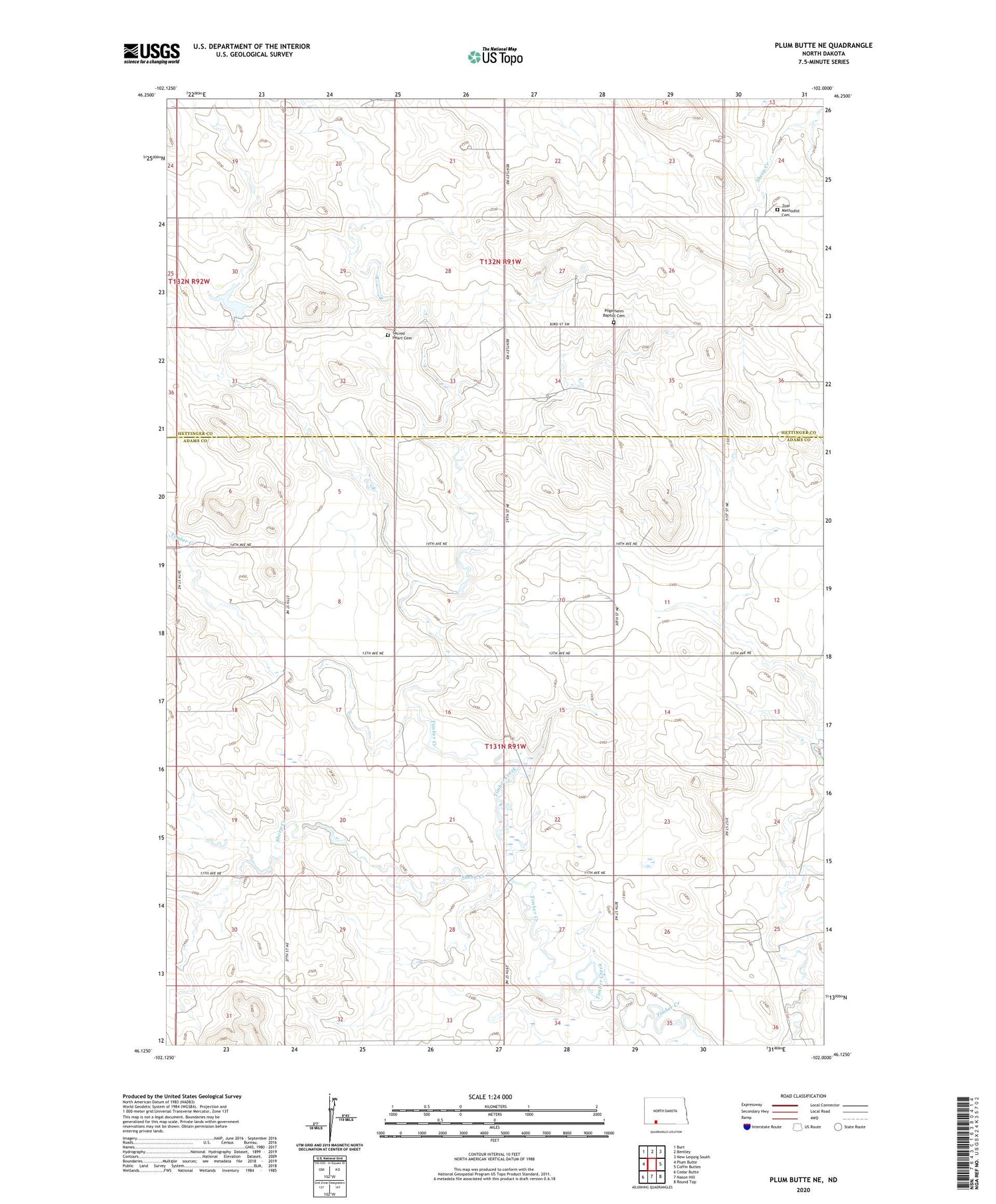 Plum Butte NE North Dakota US Topo Map Image
