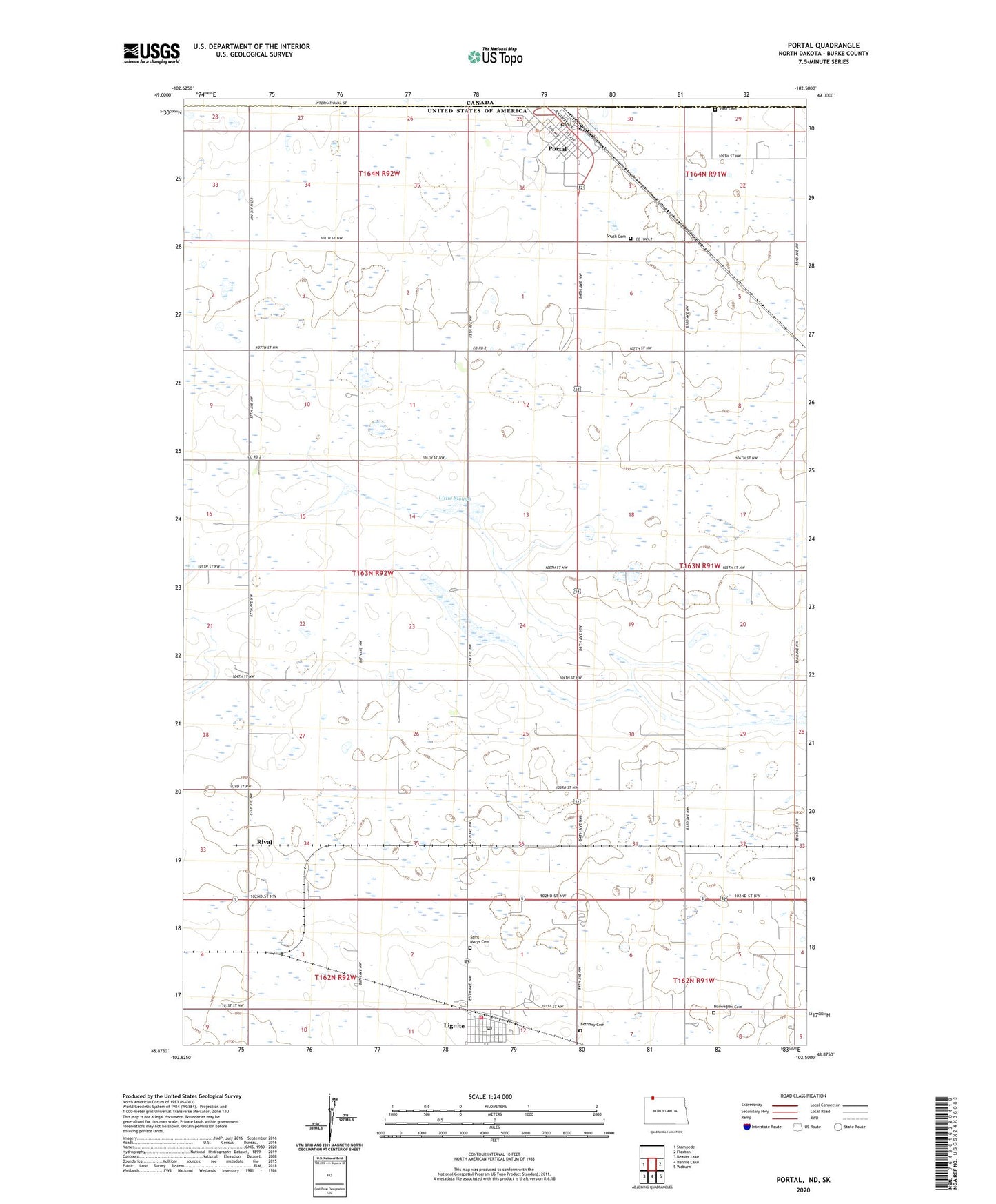 Portal North Dakota US Topo Map Image