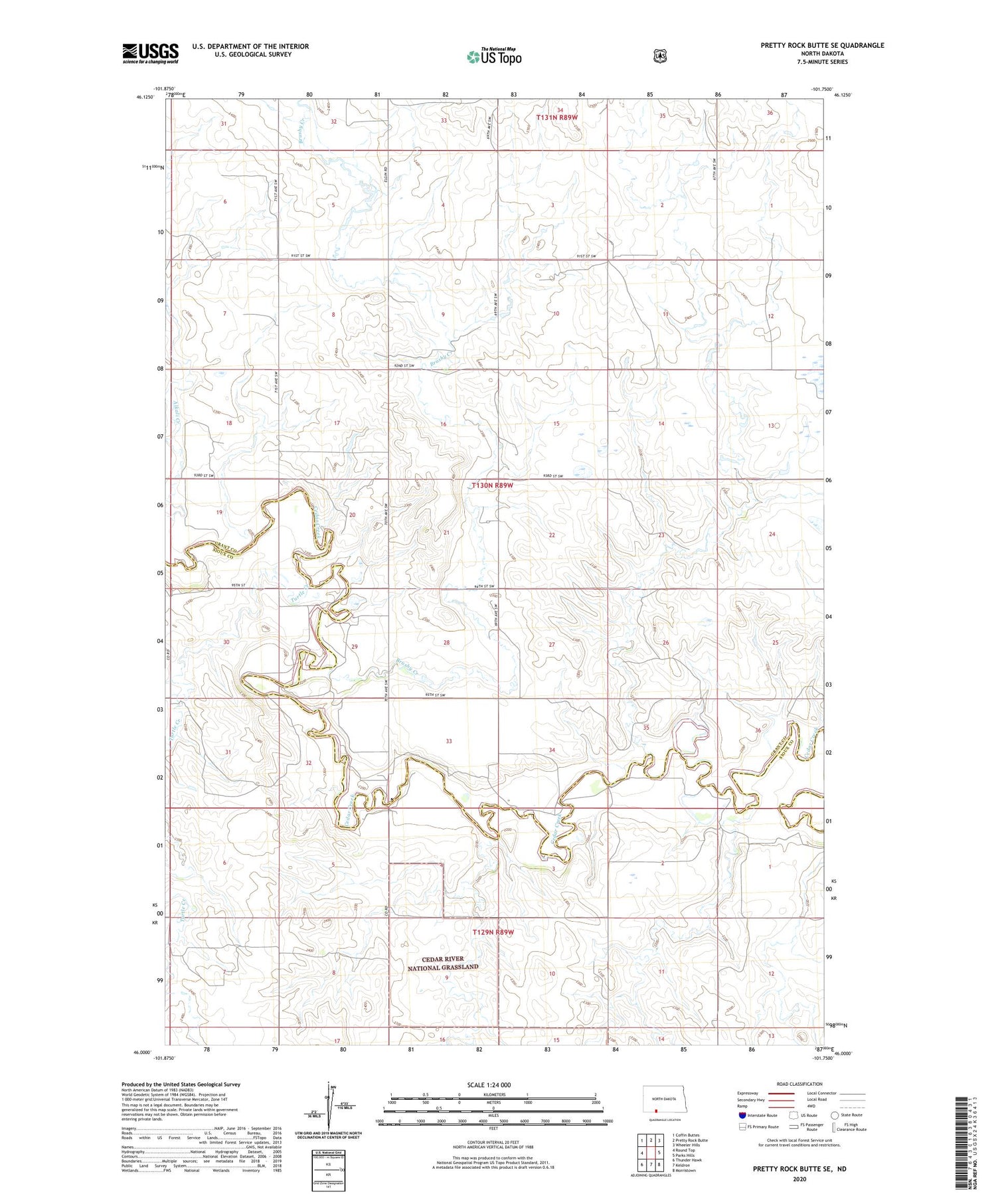Pretty Rock Butte SE North Dakota US Topo Map Image