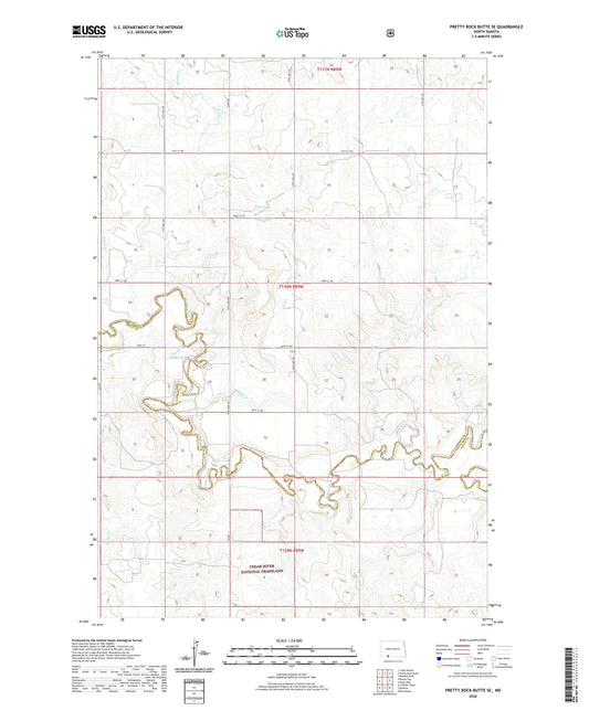 Pretty Rock Butte SE North Dakota US Topo Map Image