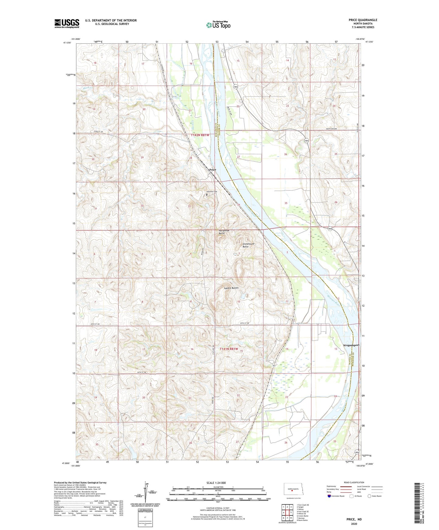 Price North Dakota US Topo Map Image