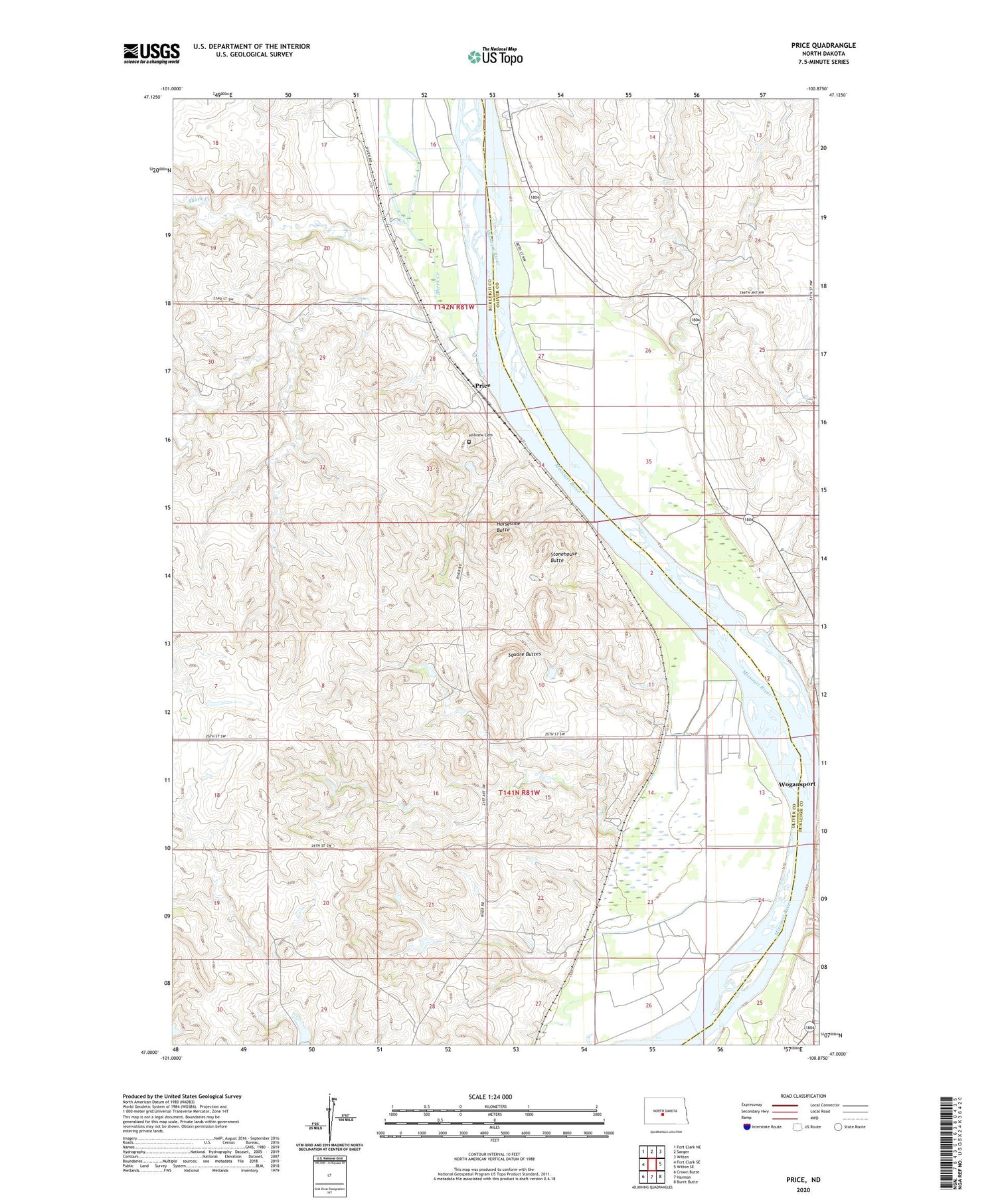 Price North Dakota US Topo Map Image