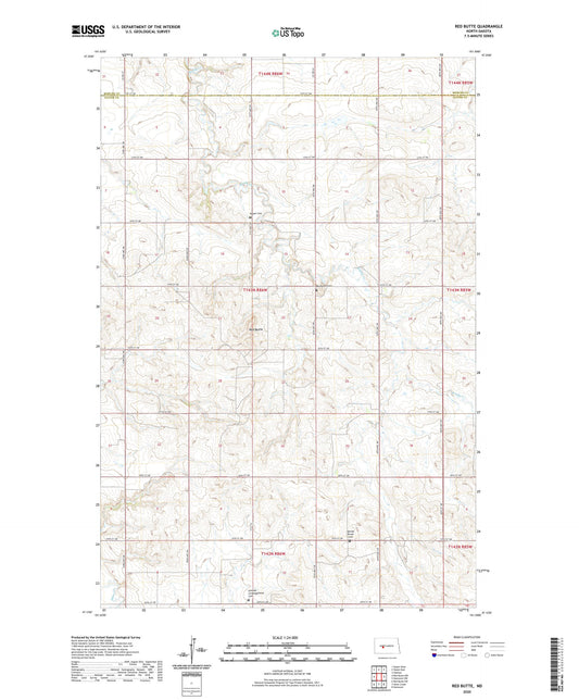 Red Butte North Dakota US Topo Map Image