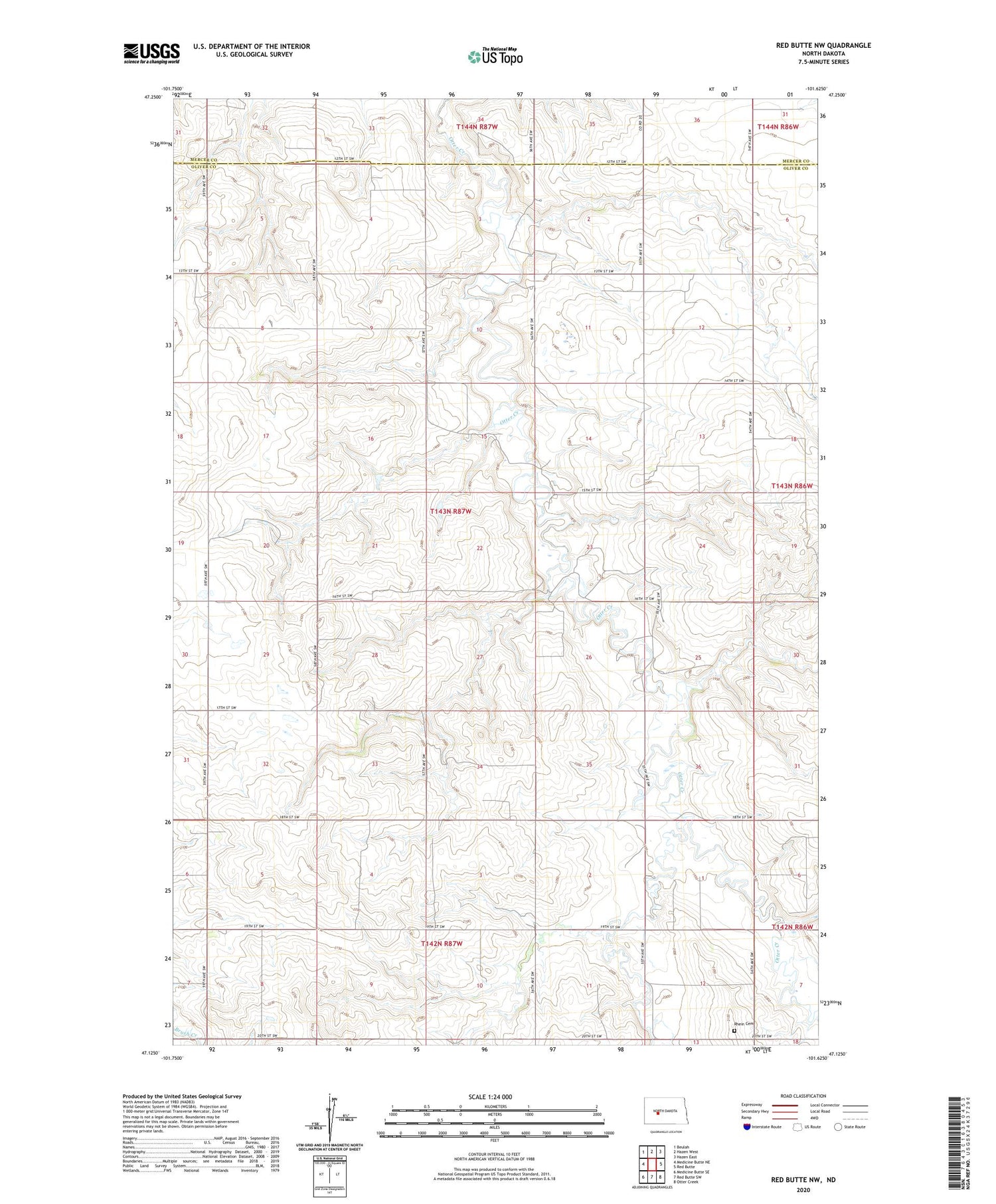 Red Butte NW North Dakota US Topo Map Image